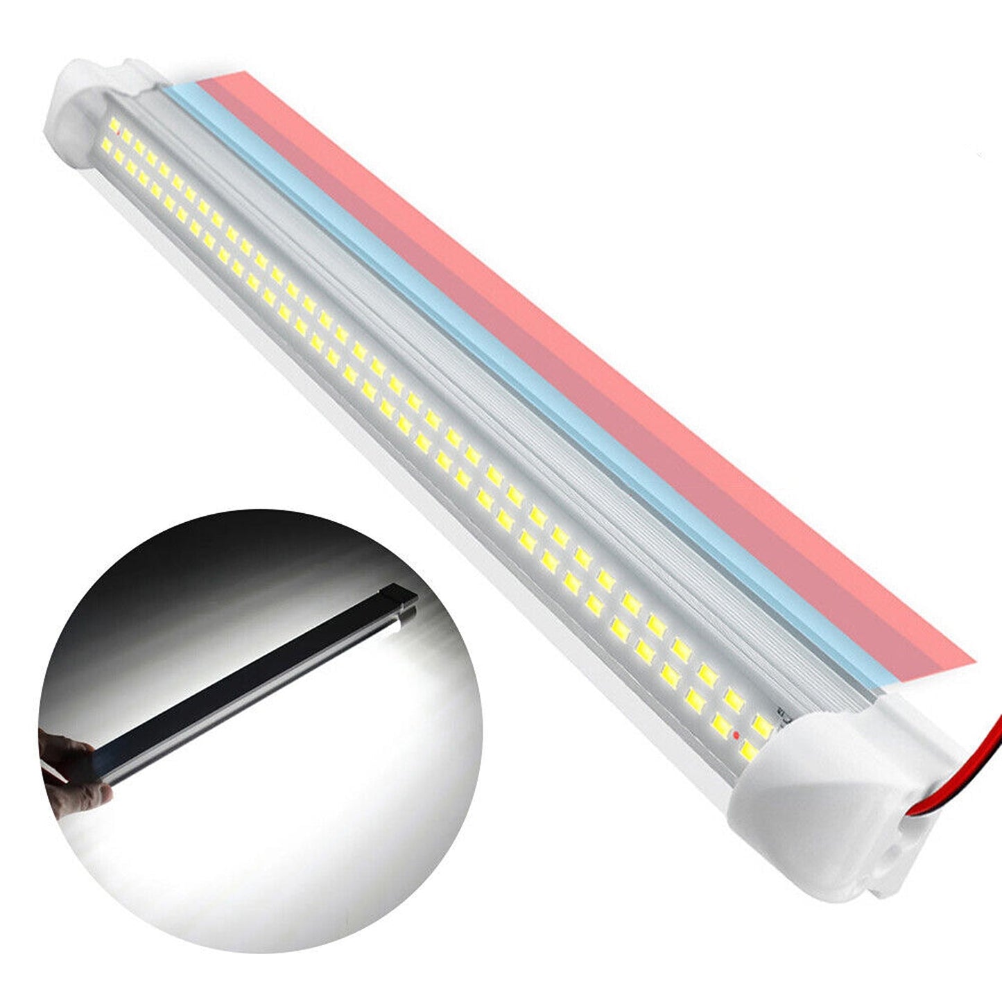 4pcs 12V LED Strip Lights for Car Interior Caravan Boat White Lamp