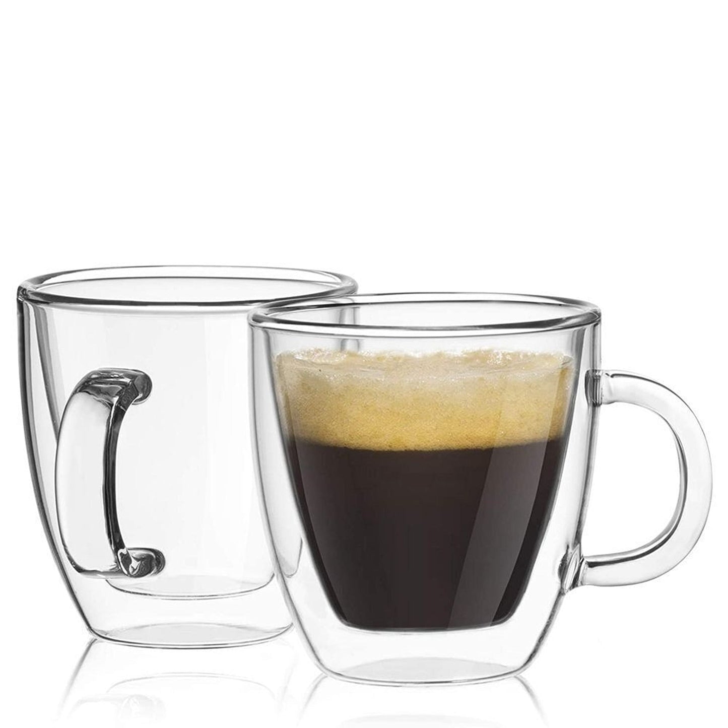 Insulated Double Wall Glass Mug with Handle for Coffee and Tea