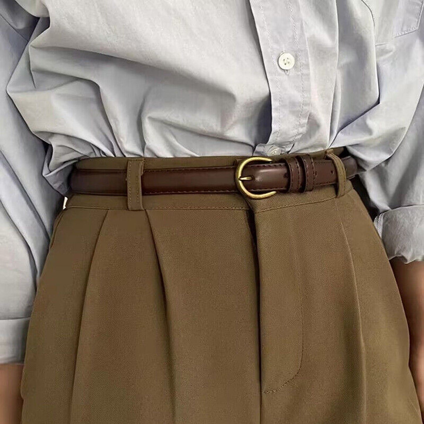 Women Decorative Thin PU Leather Belt for Jeans and Dresses