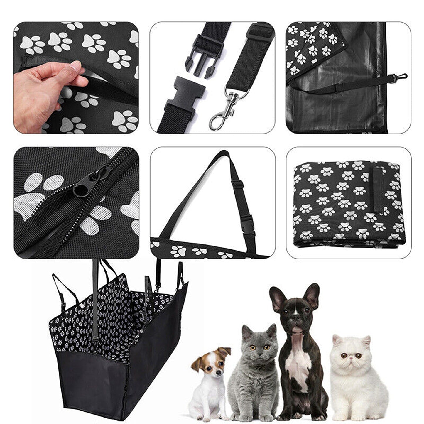 Waterproof Pet Car Seat Cover Non-Slip Hammock Style Protector for Rear Seats