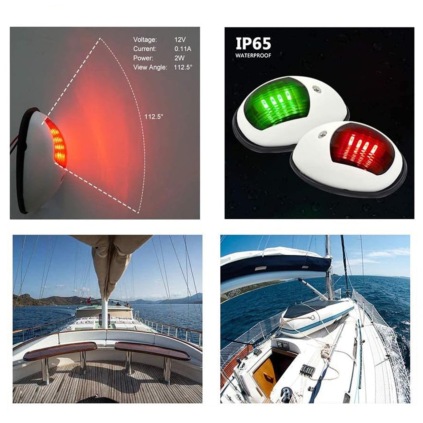 2pcs Marine Navigation Lights Side Starboard Lamp Port Yacht Boat