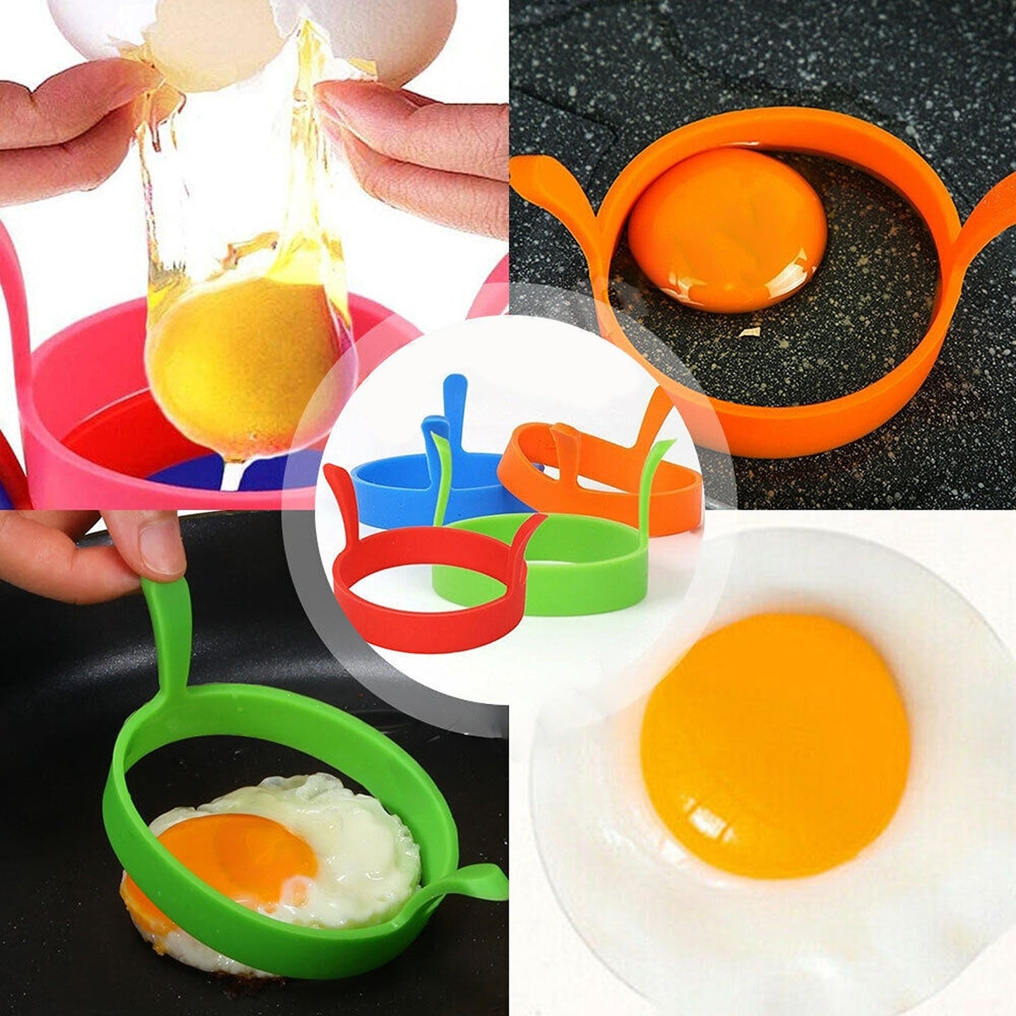 8pcs Non Stick Silicone Egg Rings Kitchen Baking Tool with Handles