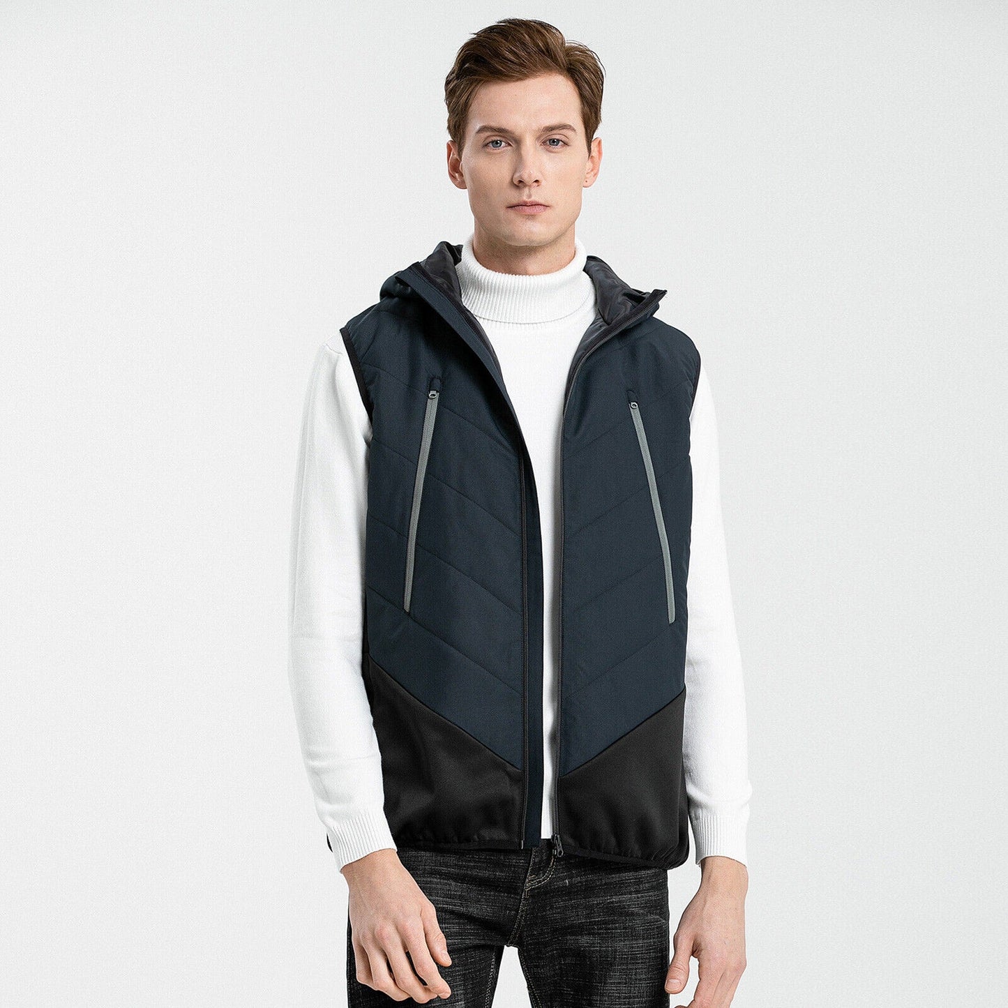 Active Vegan Puffer Vest Quilted Down-Free Stretchy Side Panel