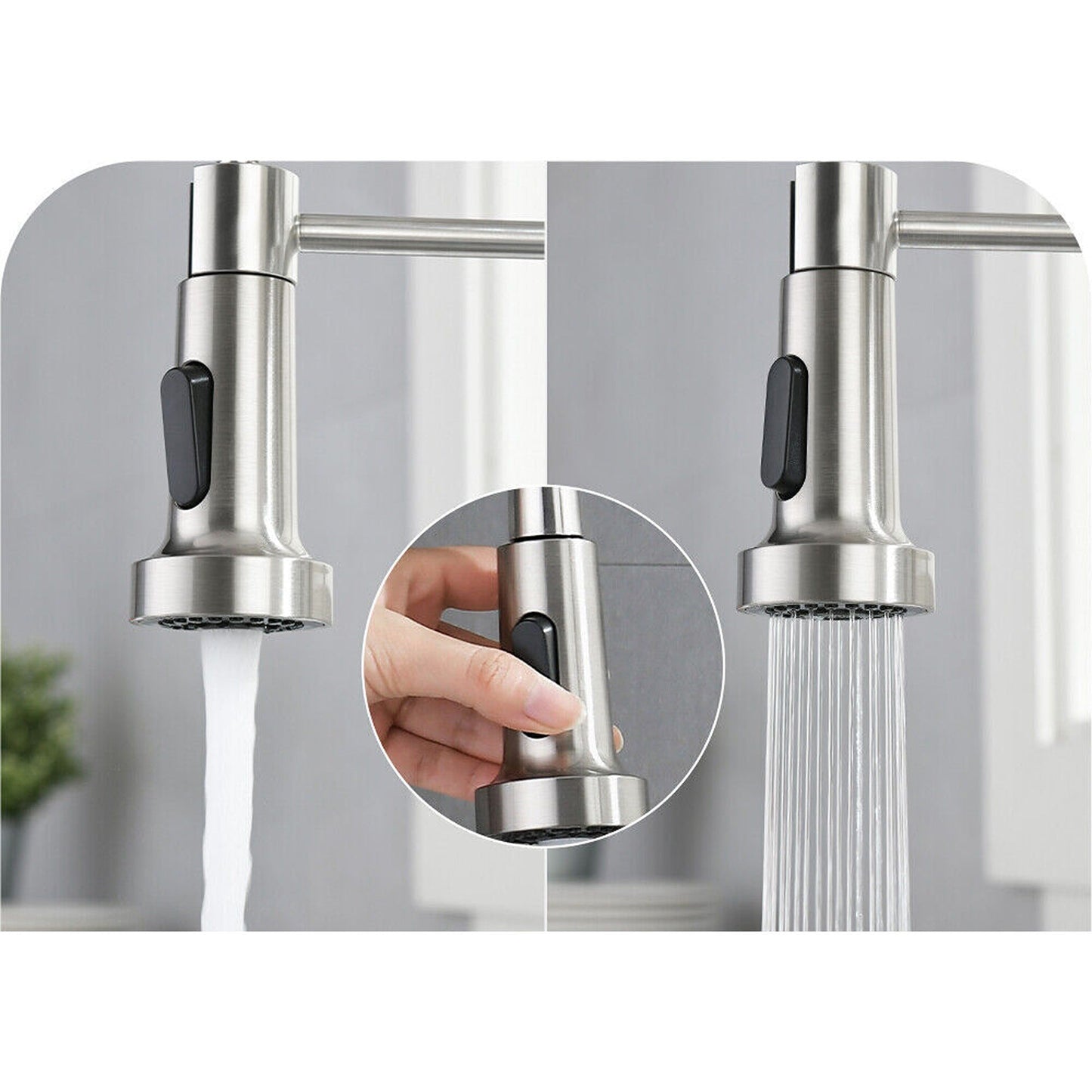 360 Degree Swivel Spout Solid Brass Kitchen Mixer Tap Sink Pull-Out Faucet