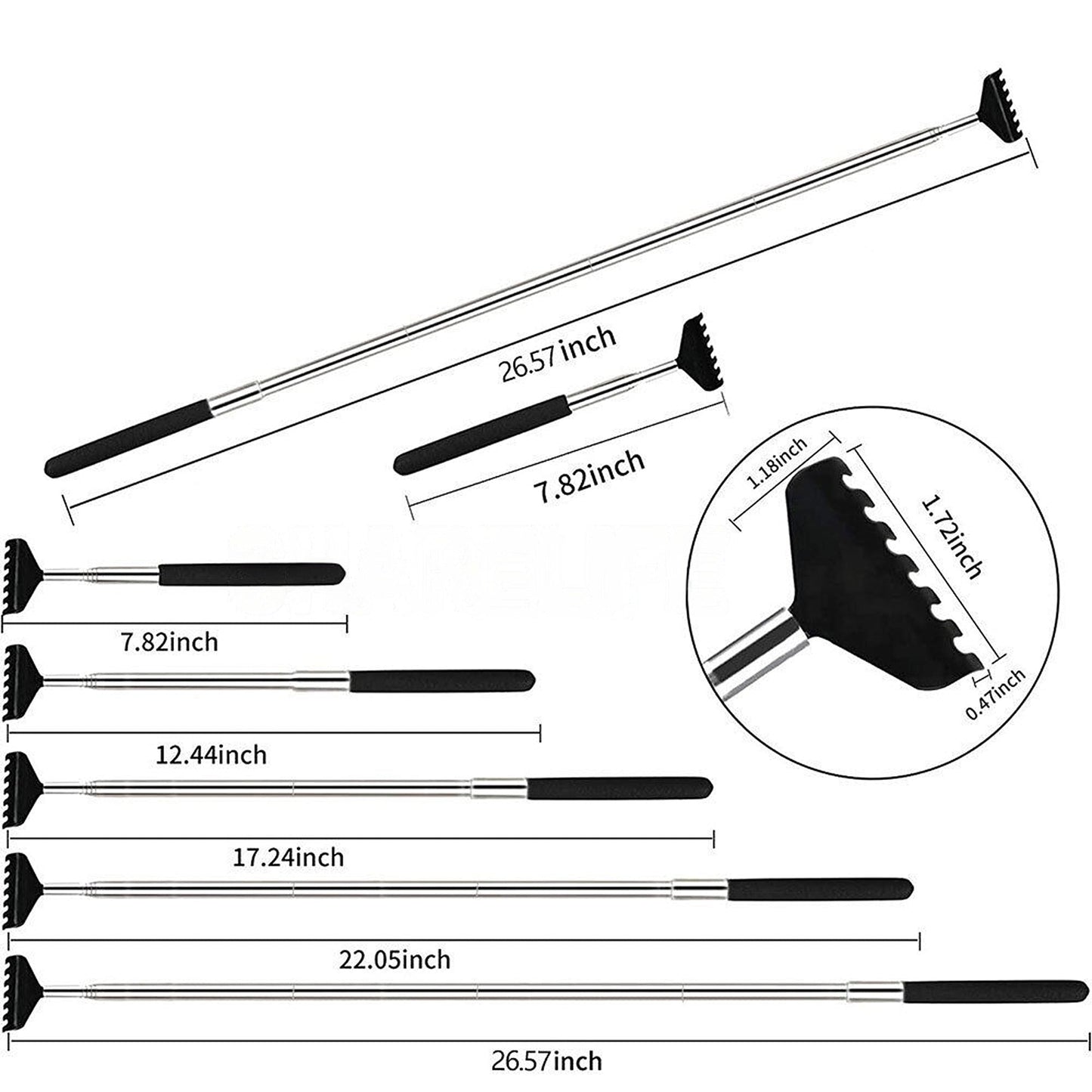 2pcs Extendable Telescoping Metal Backscratcher with Massaging Claw