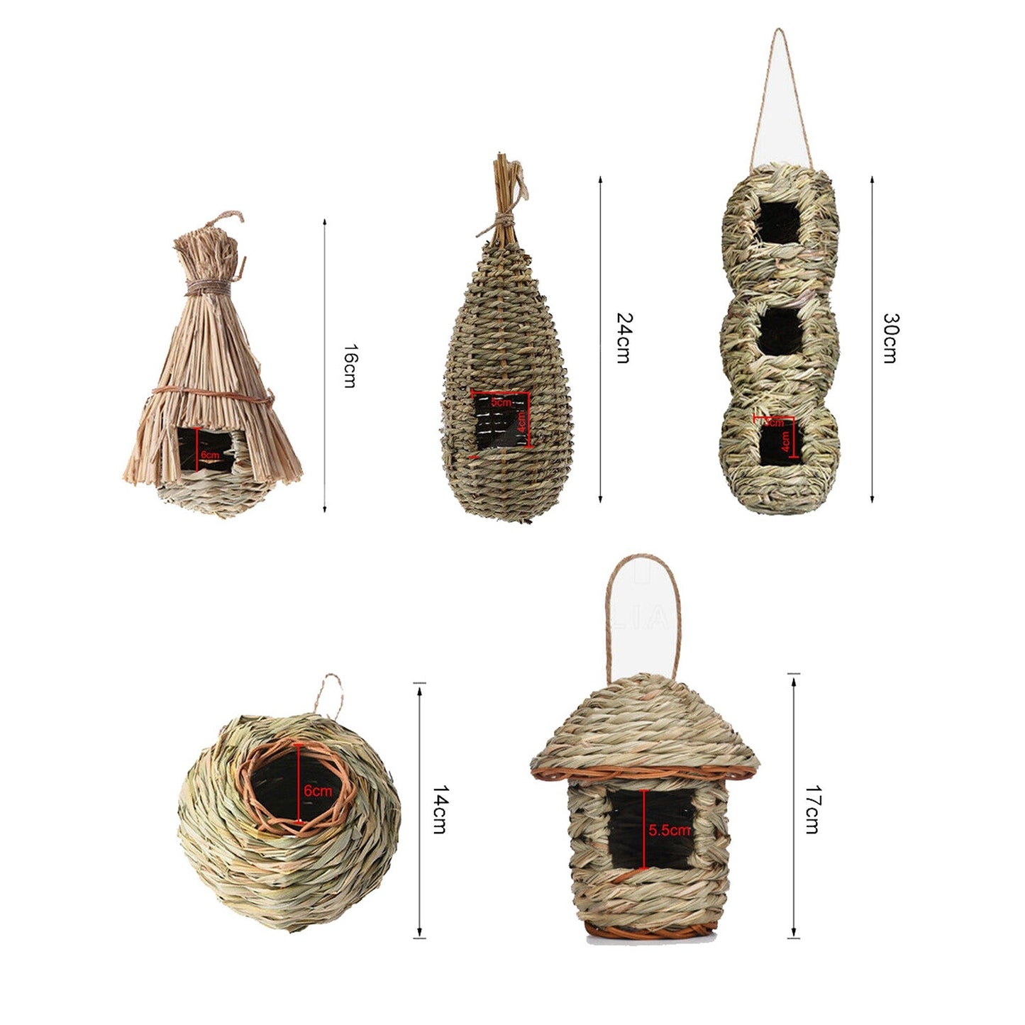 5pcs Grass Weave Canary Bird Nest Breeding Bed Box House