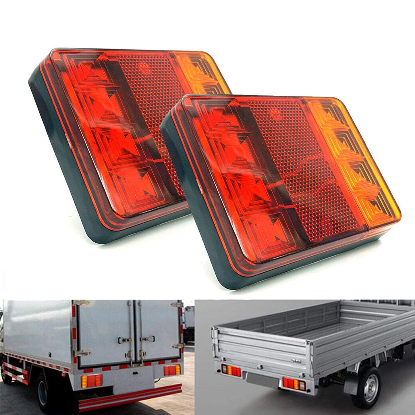 2pcs Trailer Tail Lights LED Submersible Stop Kit Lamp Boat Truck