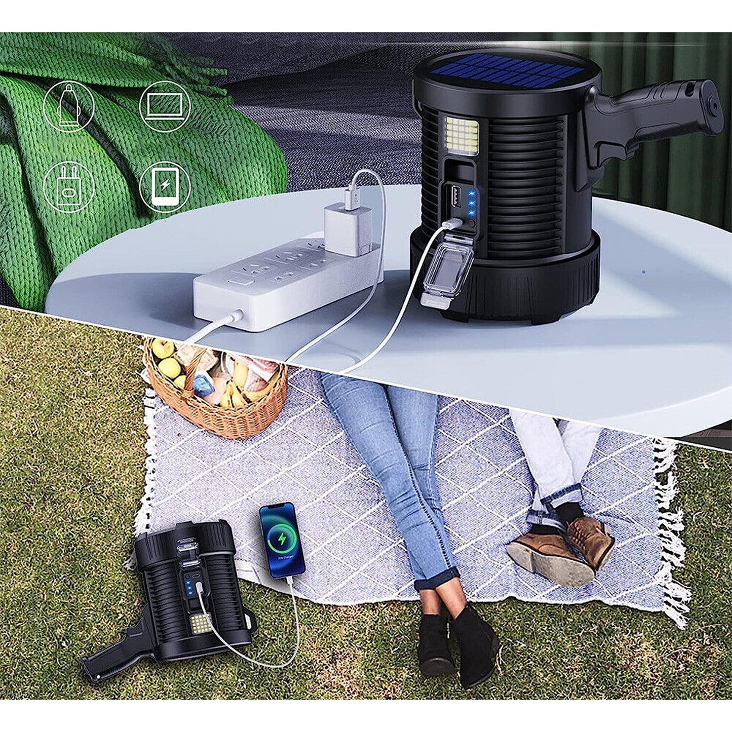 Rechargeable LED WorkLight and Searchlight with USB Functionality