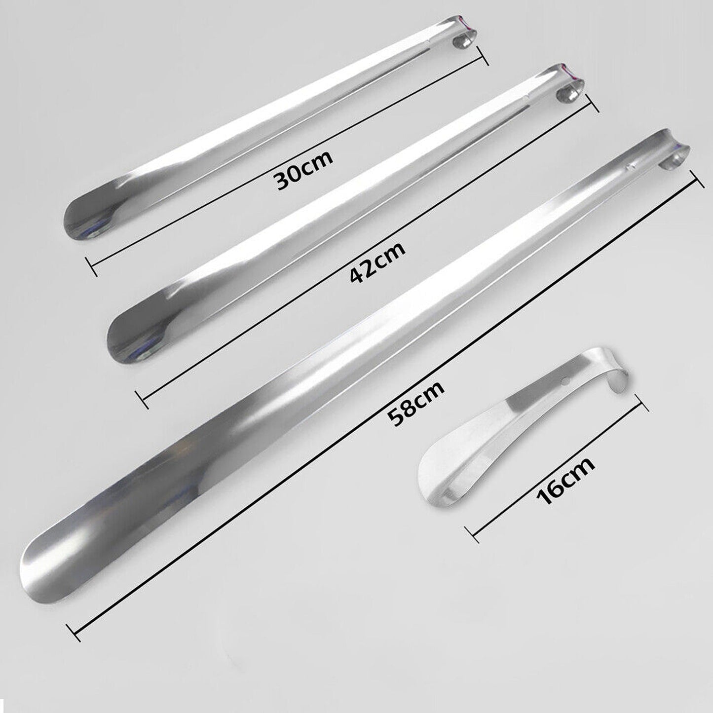 Professional Curved Metal Shoe Horn with Long Stainless Steel Handle