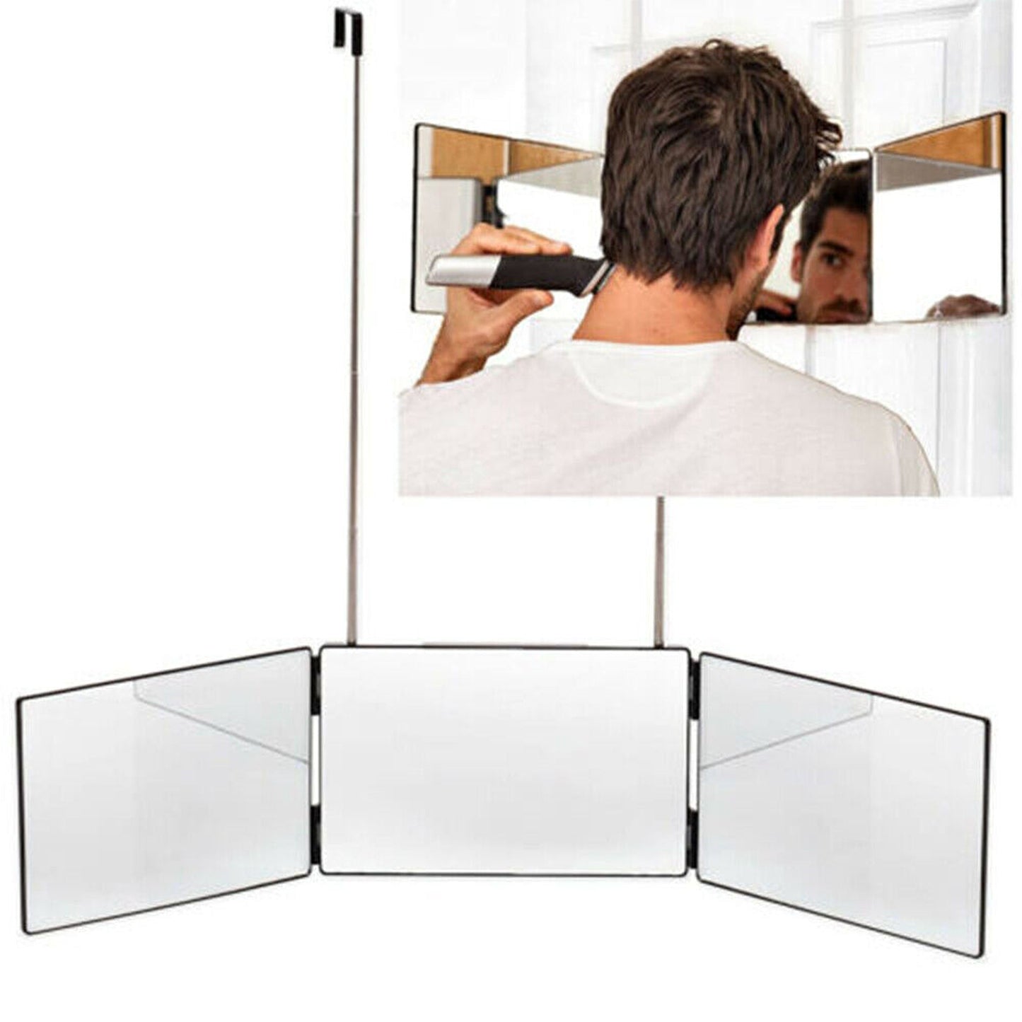 Adjustable 3-Way Trifold Hair Cutting Mirror Self Haircut Styling Makeup Tool