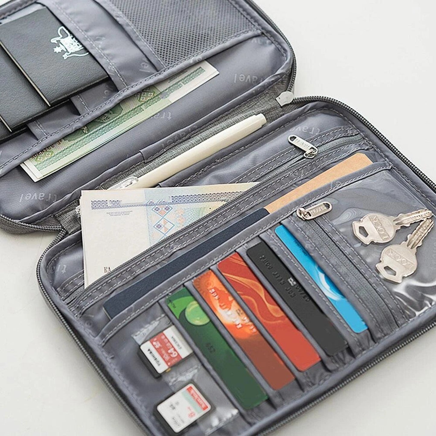 Navy Blue RFID Travel Passport Wallet Waterproof Document Holder