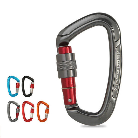 Aluminum Carabiner Clip D Ring Locking for Climbing 25KN