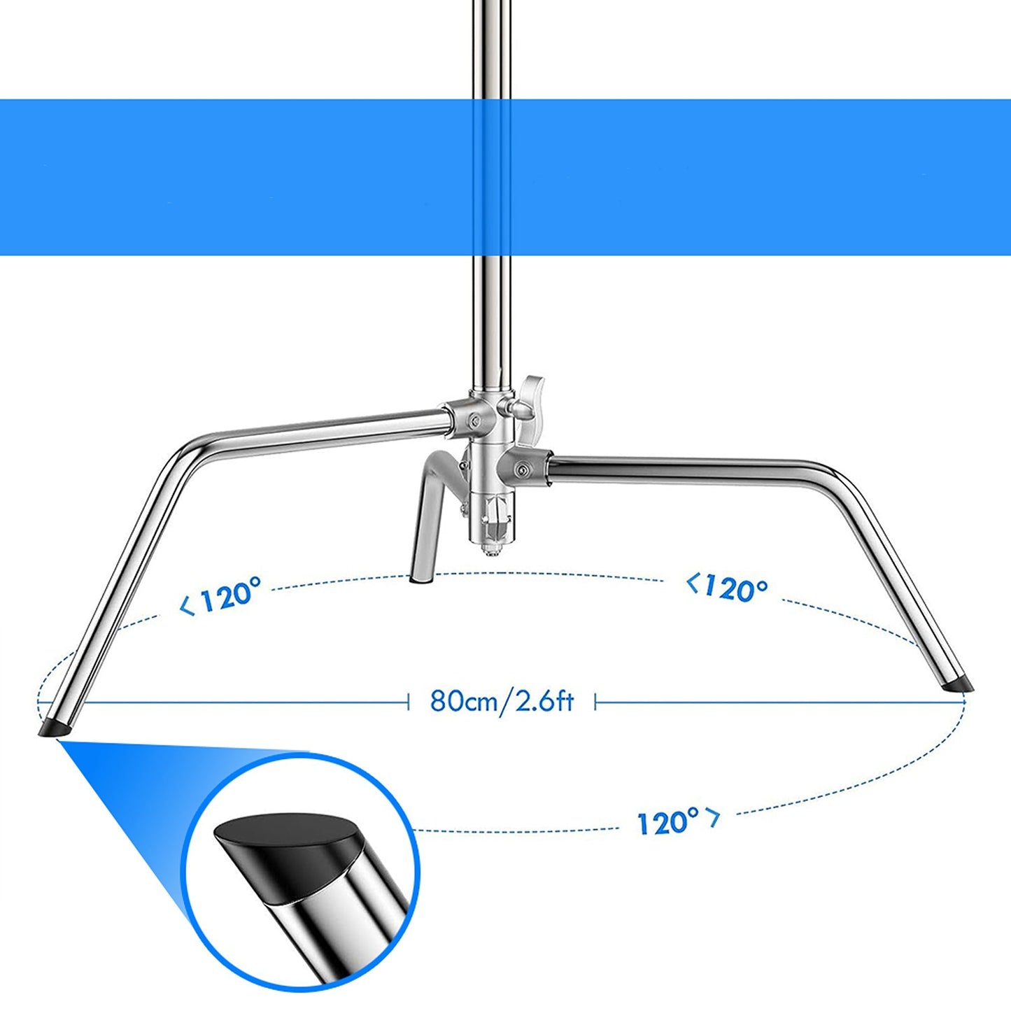 C-Stand with Boom Arm and Sandbag for Photo Studio Heavy-Duty Stainless Steel