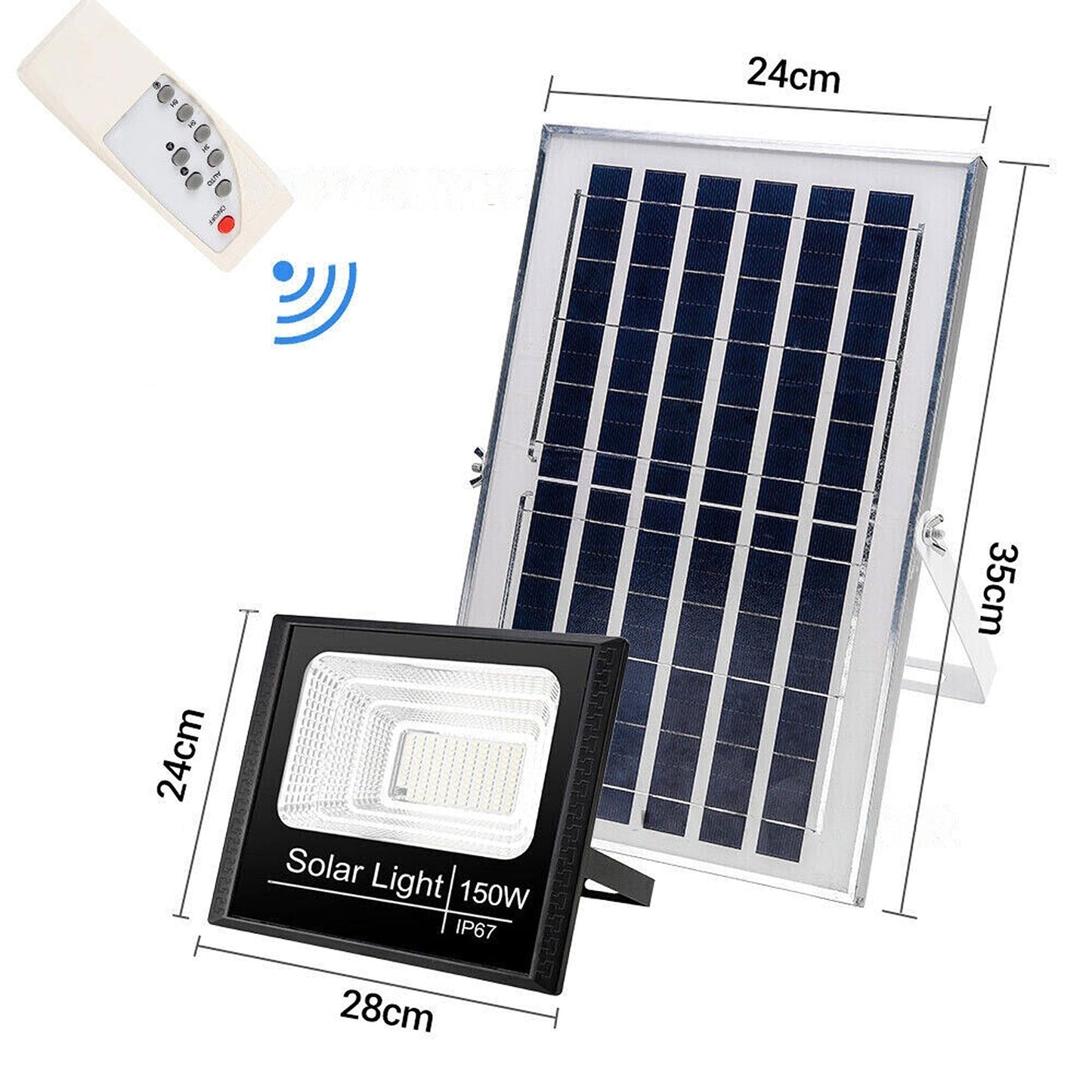 LED Solar Power Street Flood Light Outdoor Garden Security Sensor Remote