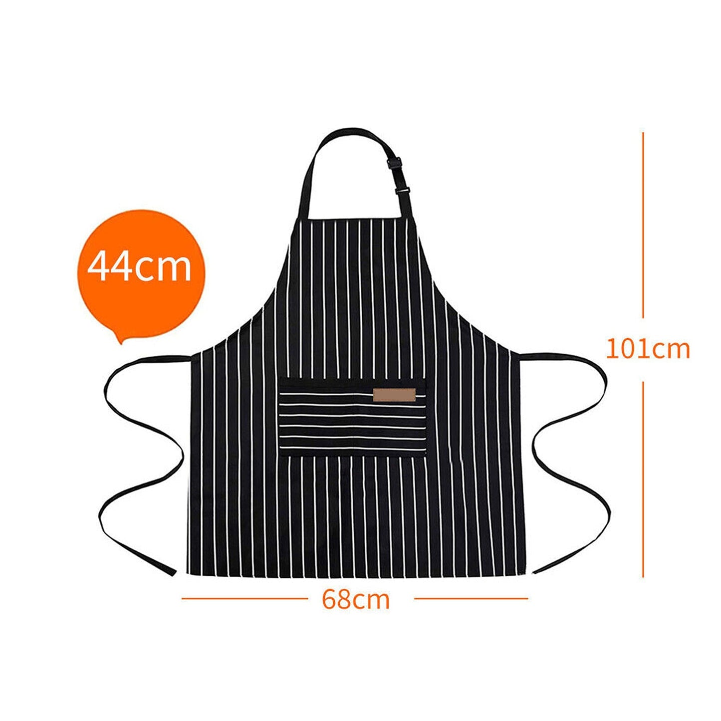 Neck Adjustable Chef Apron with 2 Pockets for Kitchen BBQ
