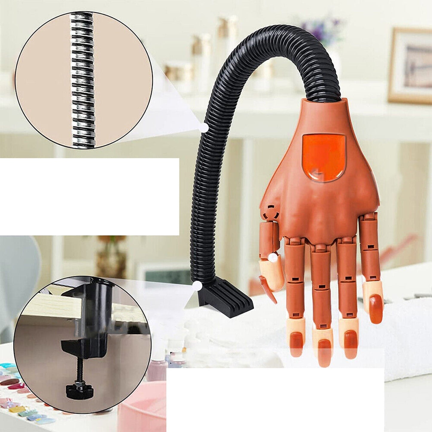 Nail Art Practice Hand with Flexible Fingers for Training and Display