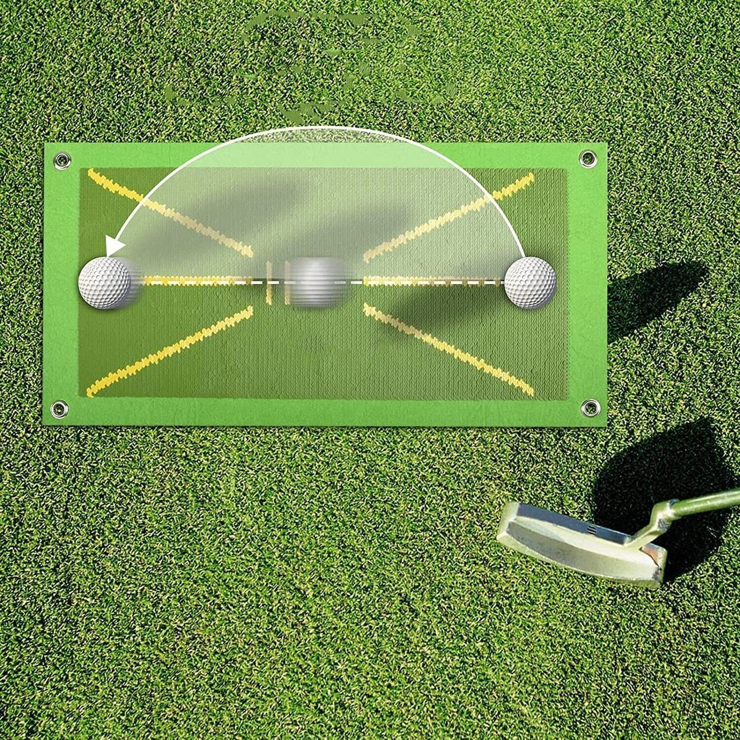 Golf Training Aid for Swing Detection with Mat Hook Spike Ball Set