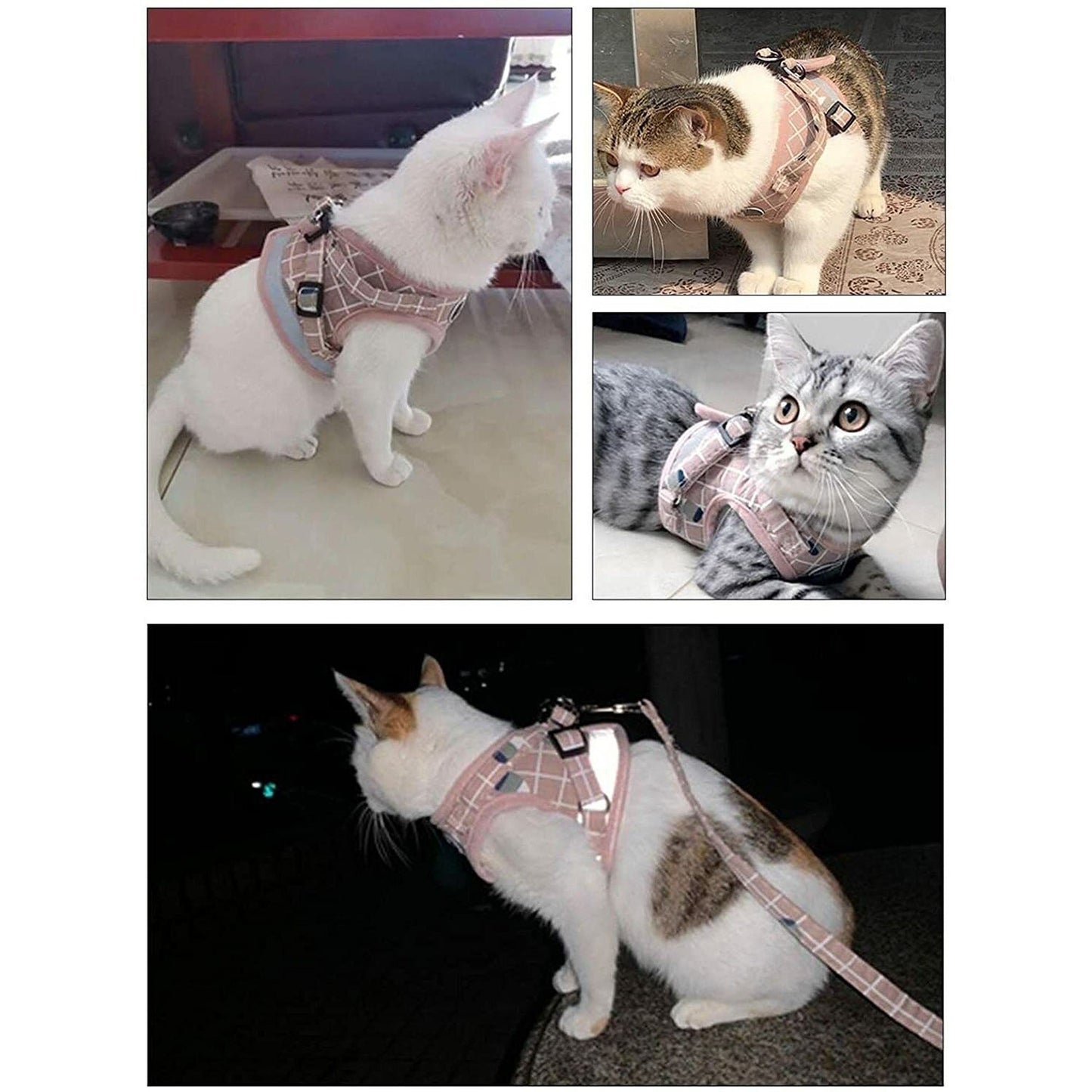 Pink Adjustable Mesh Pet Vest Harness for Cats and Dogs
