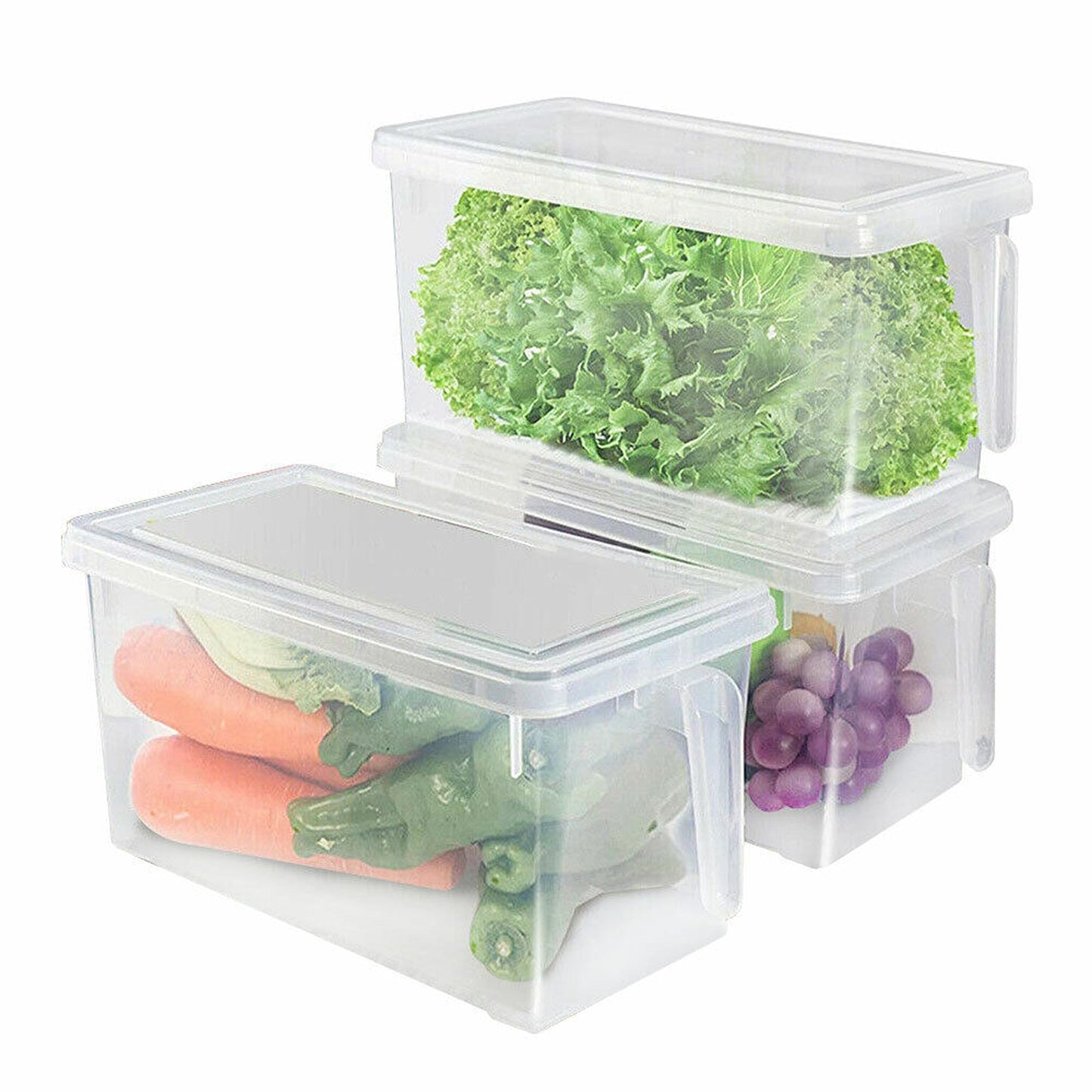 4pcs Fridge Storage Containers Food Kitchen Freezer Organizer Set