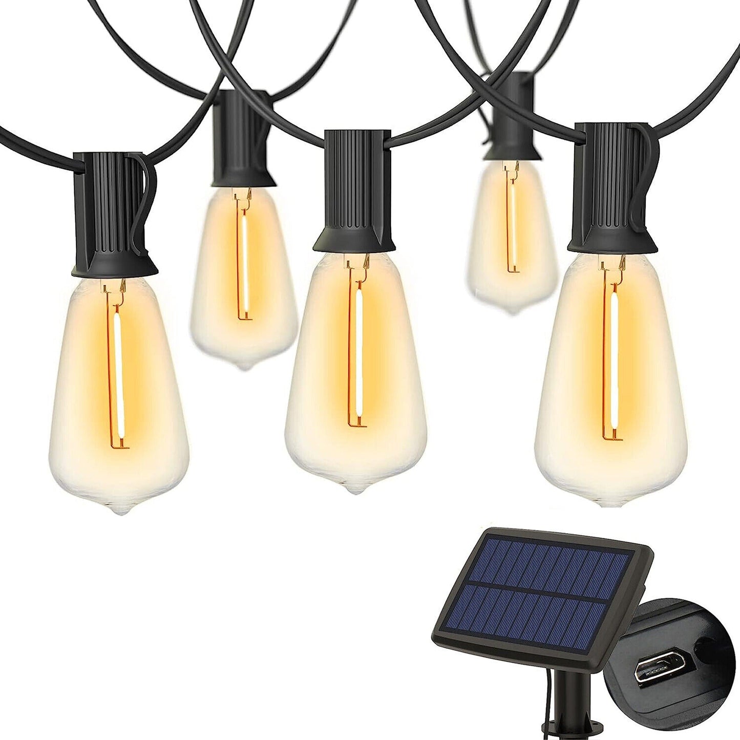 LED Festoon String Lights for Wedding Solar and Plug-In Connectable