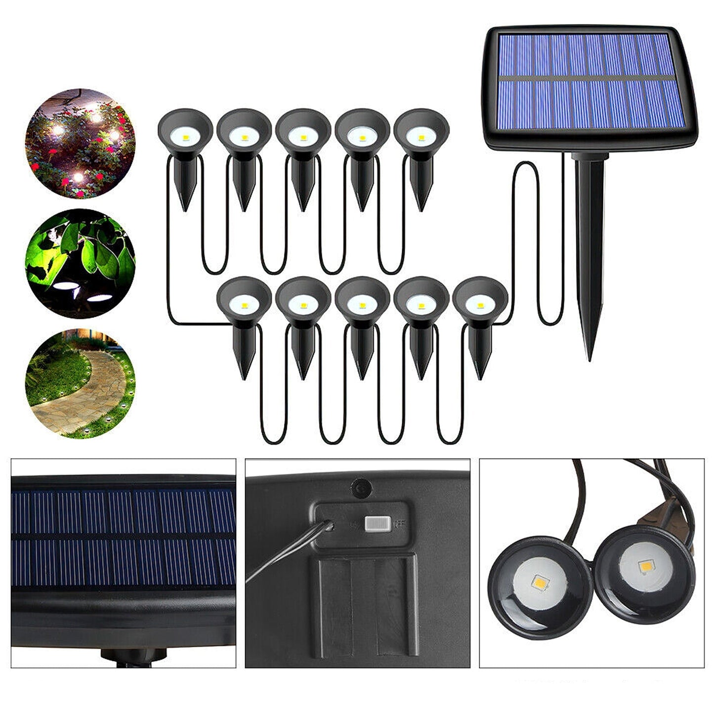 10 in 1 Solar Spot Light Outdoor Waterproof LED Garden Lawn Lights