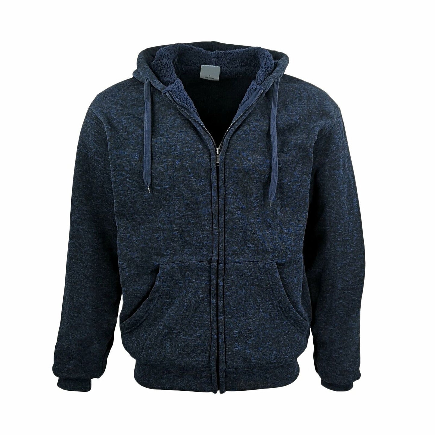 Navy Thick Zip Up Hooded Hoodie with Winter Sherpa Fur Men Jumper Coat