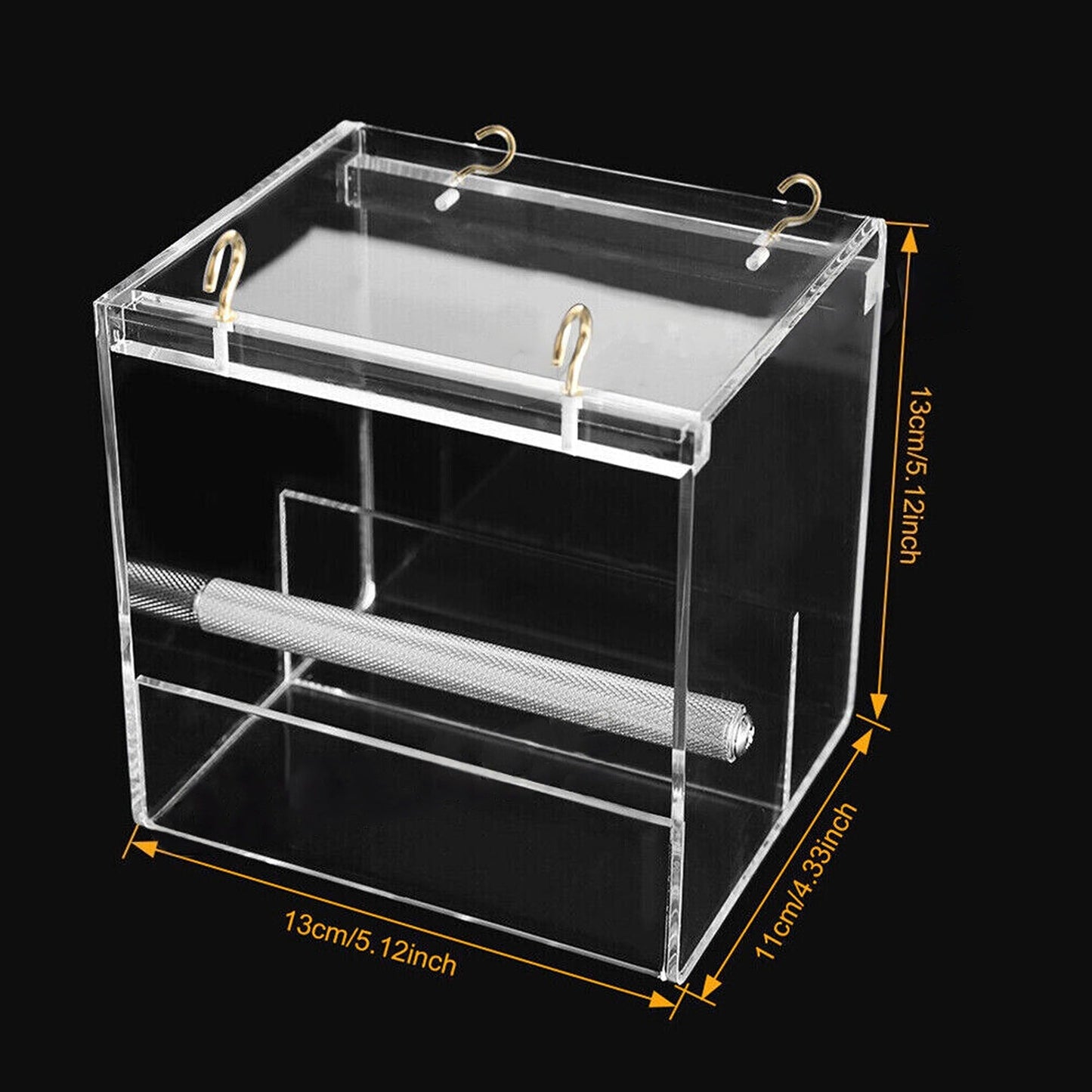 No Mess Automatic Acrylic Parrot Feeder Bird Cage Seed Feeding Container Box