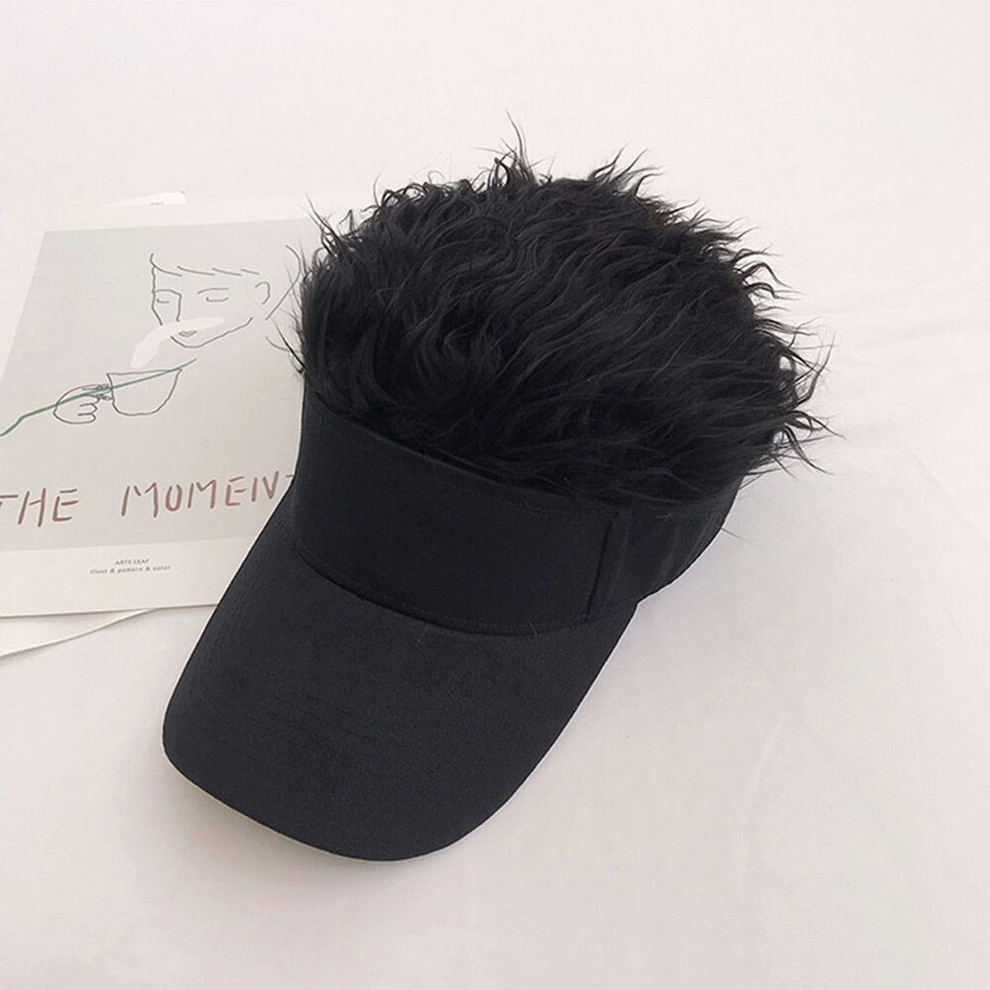 Baseball Cap with Wig Attached Sun Visor and Fun Hair for Men