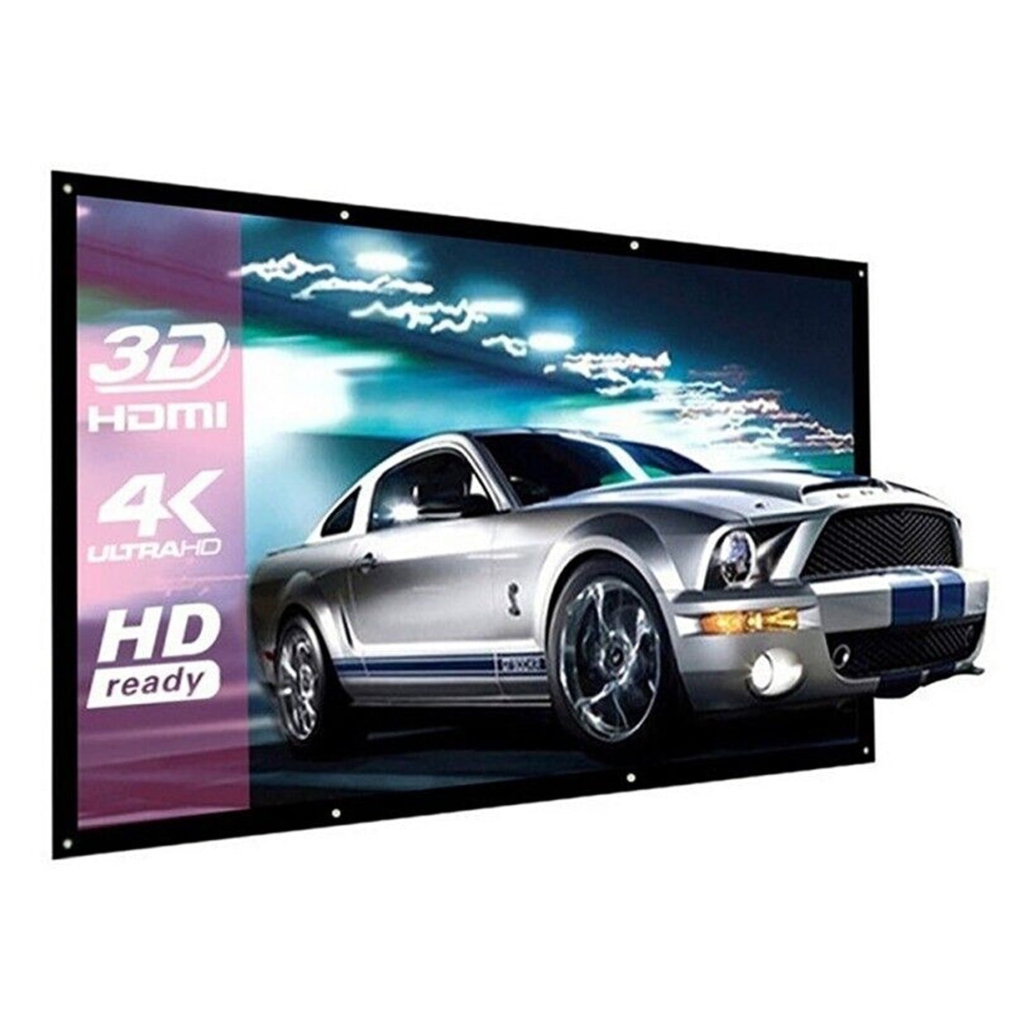 16:9 Foldable Projector Screen for Outdoor Movies and Home Cinema 3D Ready