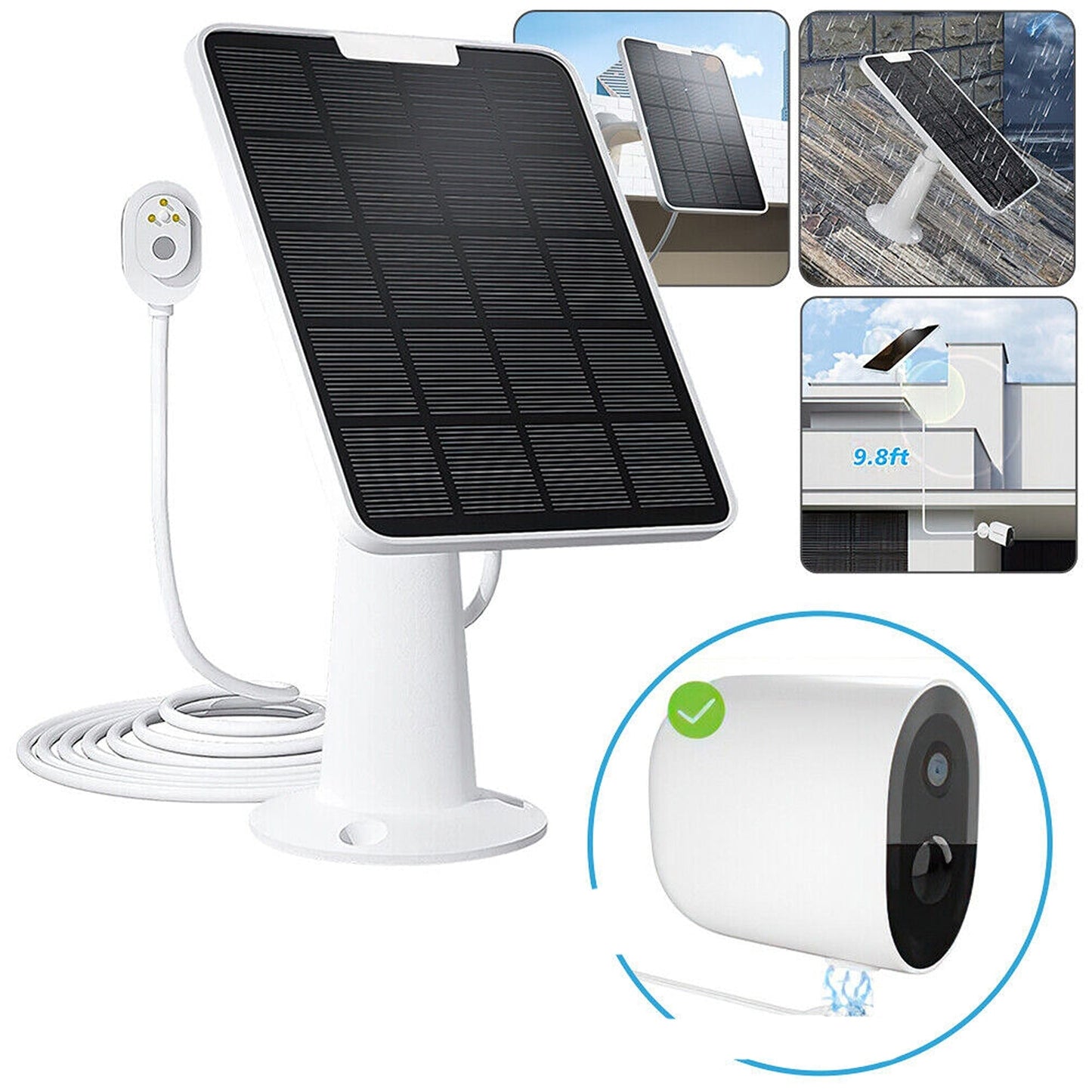 4W Solar Panel Charger for Arlo Security Cameras Pro 3 Pro 4 Ultra