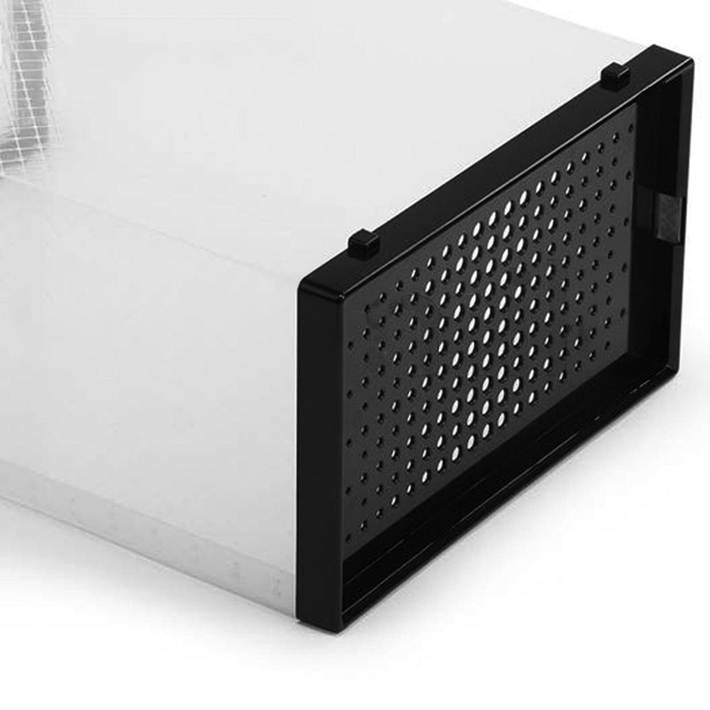 Set of Transparent Stackable Shoe Storage Boxes Black Drawers