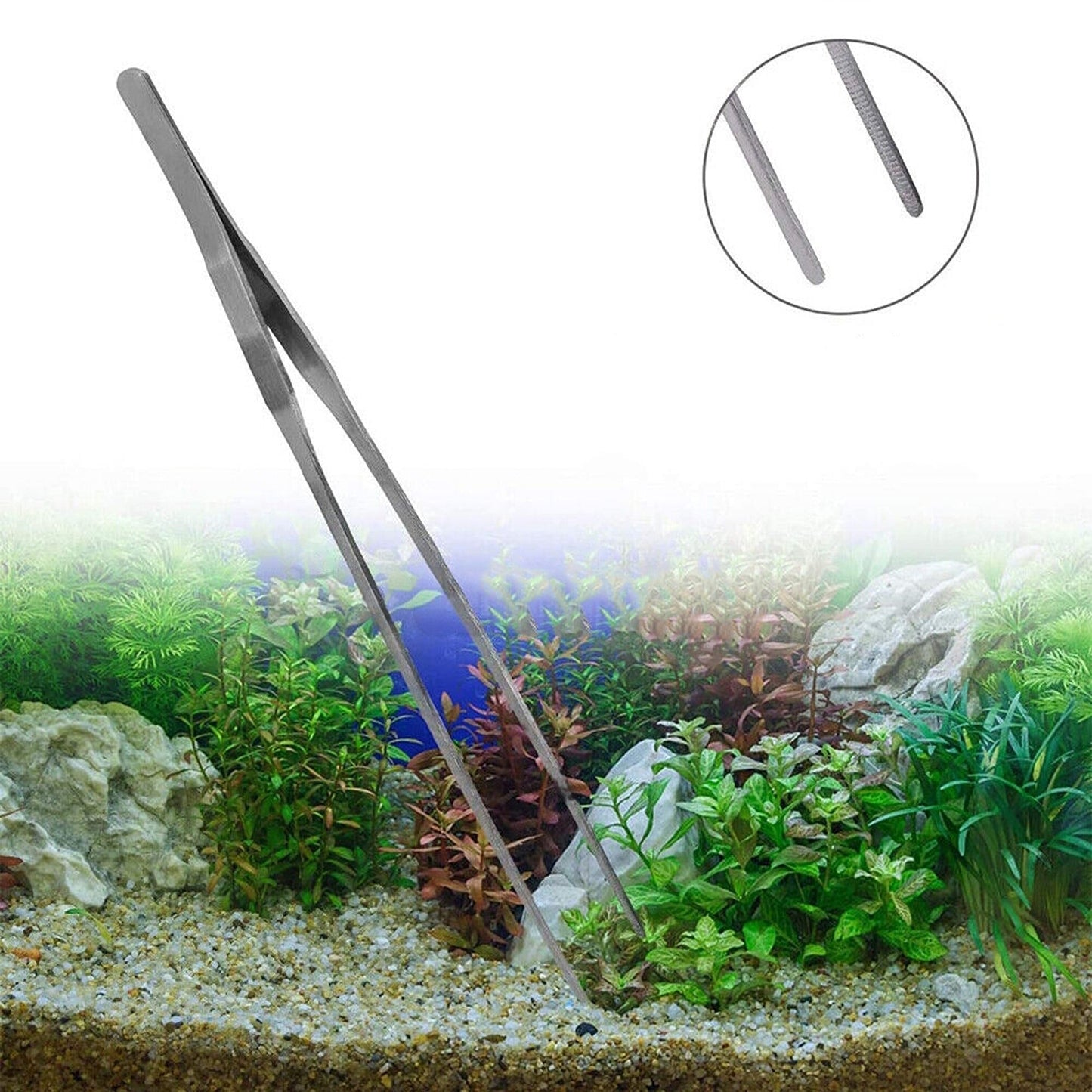 5pcs Aquarium Maintenance Tool Kit Stainless Steel Plant Tweezers Scissors Set