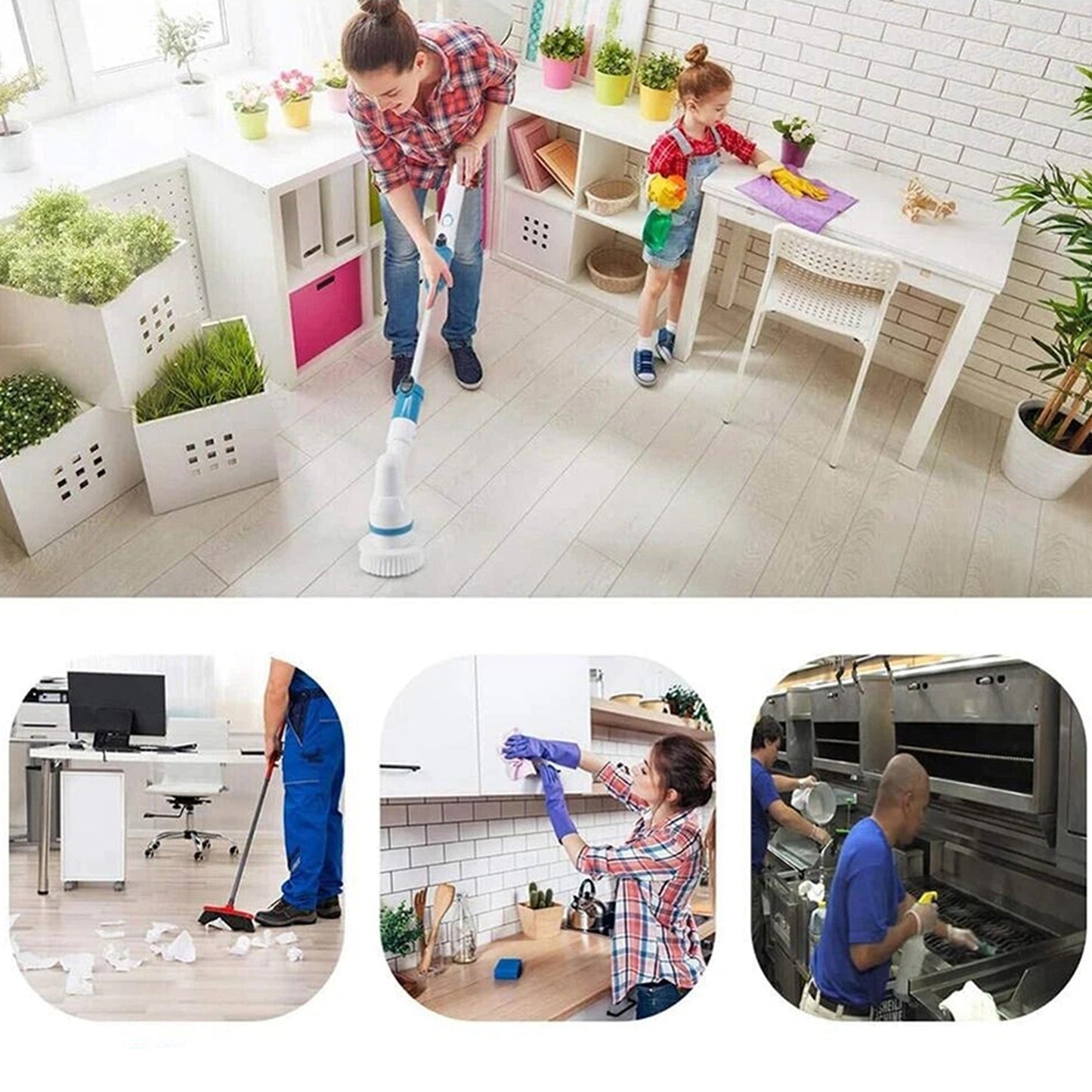 Electric Bathroom and Kitchen Cleaning Spin Scrubber Turbo Cordless Brush