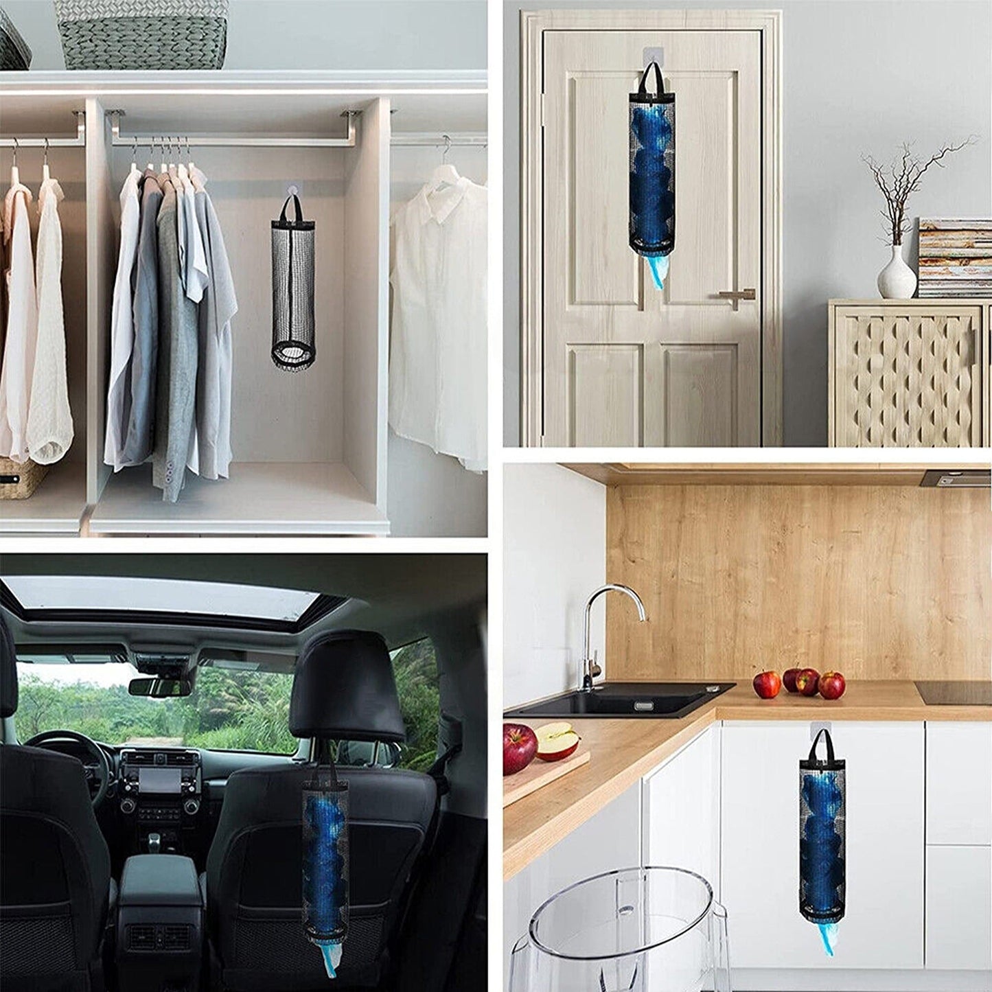 2pcs Hanging Mesh Storage for Carrier Bags Garbage Bag Dispenser