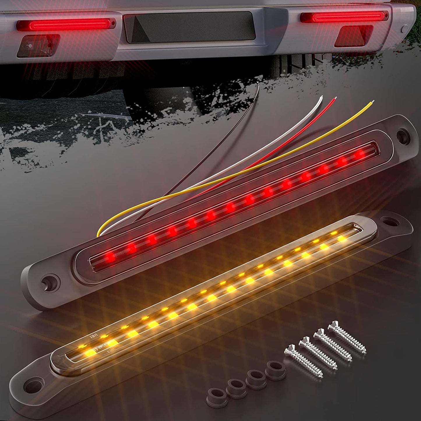 Trailer Tail Lights LED Rear Brake Signal Halo Neon Truck
