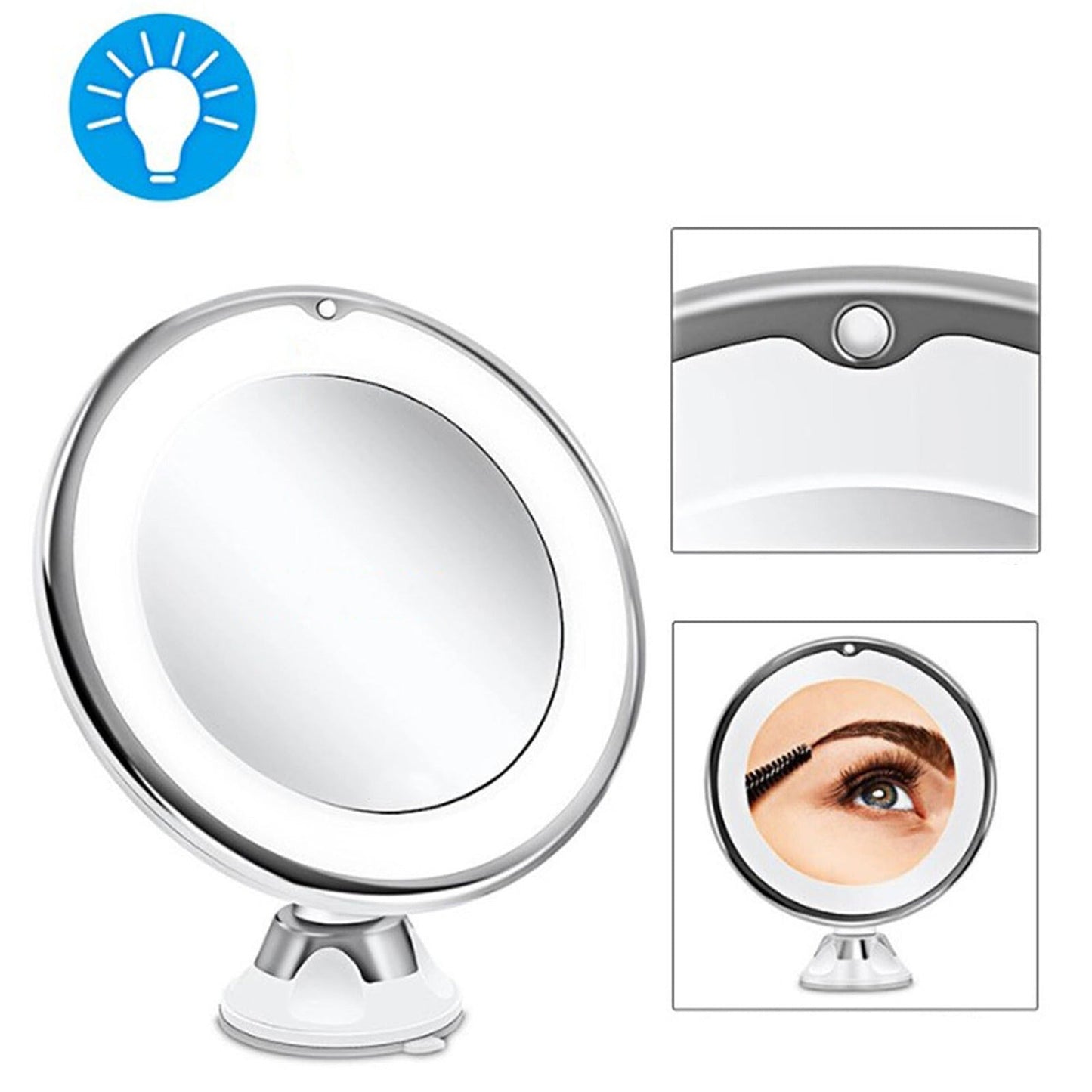 Lighted Magnifying Cosmetic Makeup Mirror Battery Operated 360 Spin