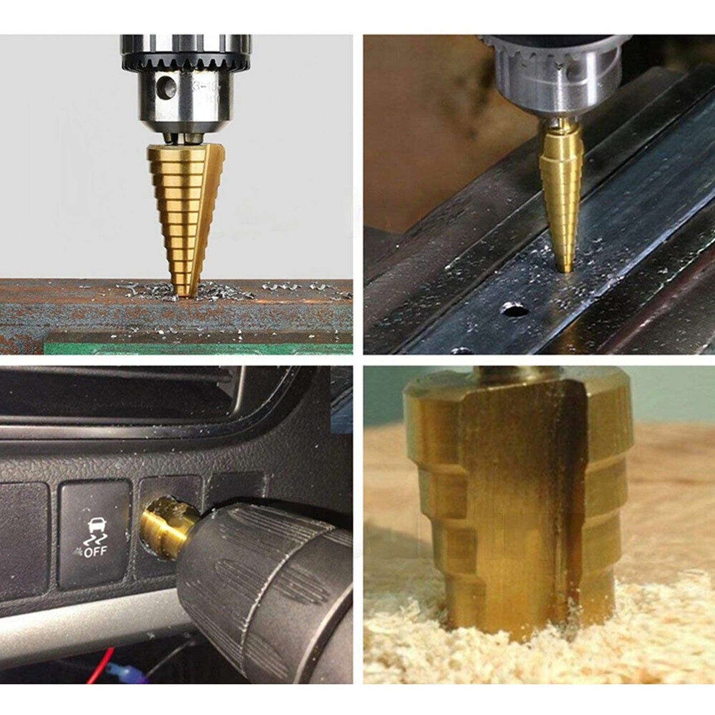 3pcs Titanium Steel Large Step Drill Bit Cone Hole Cutter Set