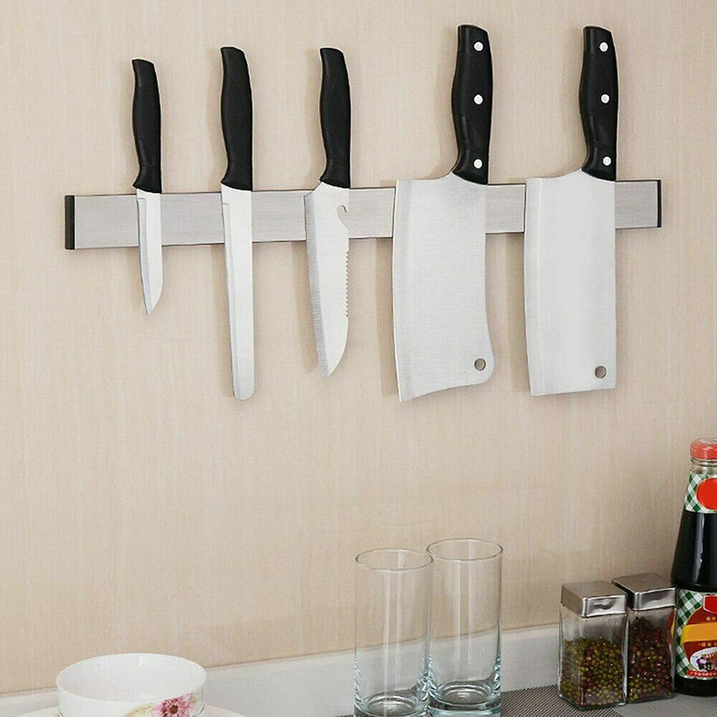 Magnetic Stainless Steel Knife Rack Holder Tool Shelf Magnet 31 to 51cm