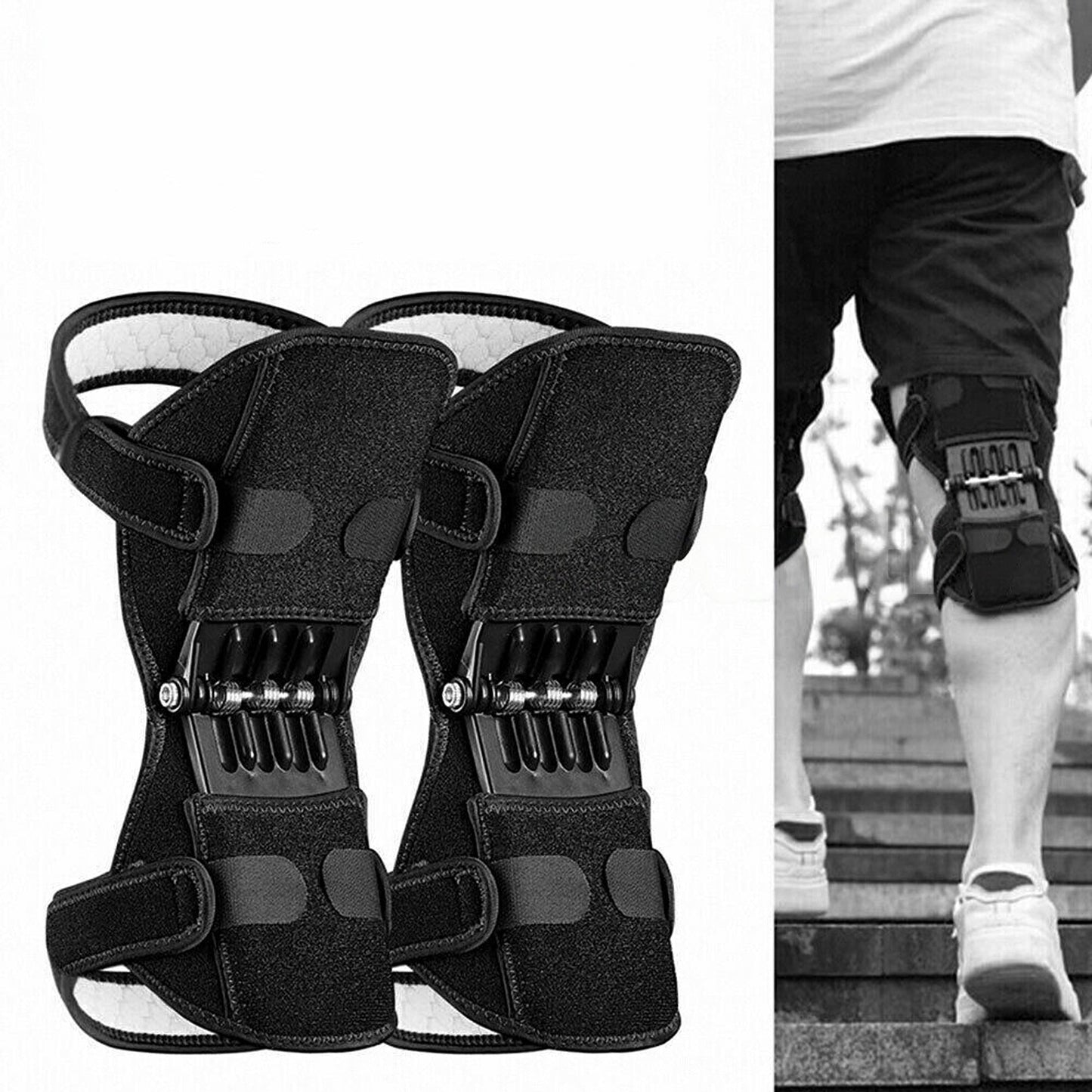 1Pair Rebound Power Knee Stabilizer Pads Joint Support Spring Brace