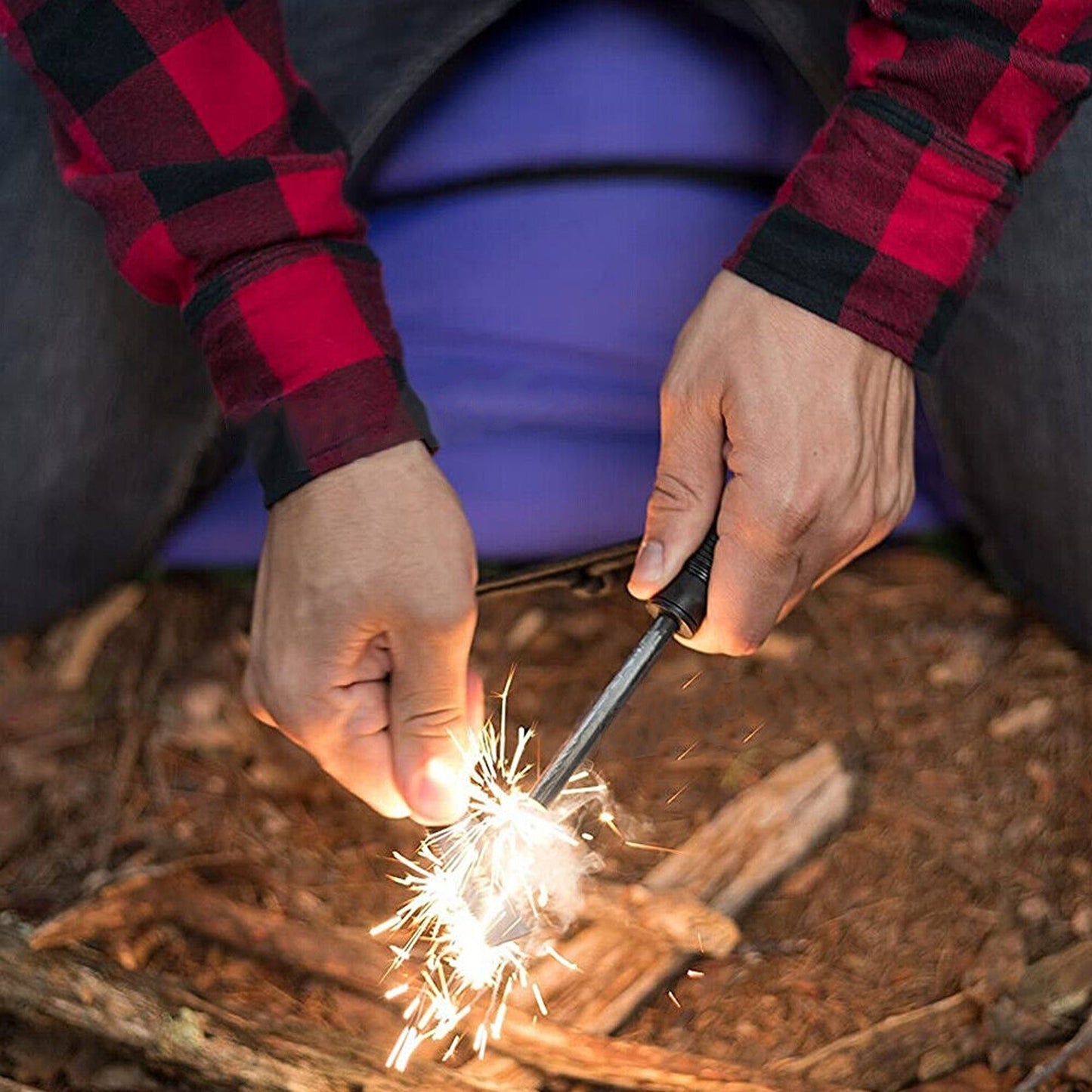 Magnesium Flint Fire Starter with Steel Striker Outdoor Survival Lighter Stick