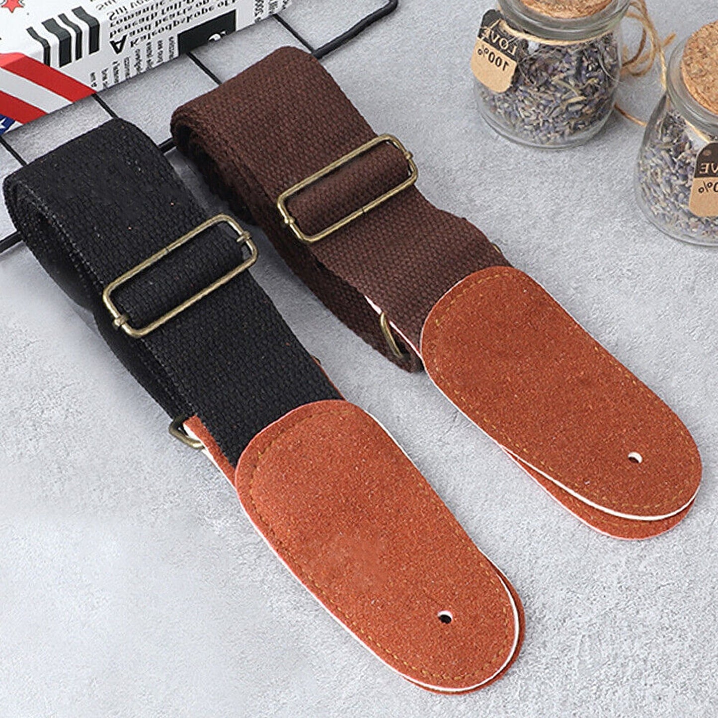 Adjustable Luxury Leather Guitar Strap for Acoustic and Electric Basses