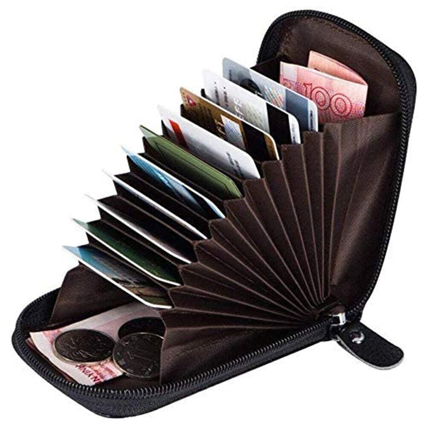 RFID Blocking Anti-theft Credit Card Holder with Leather Wallet