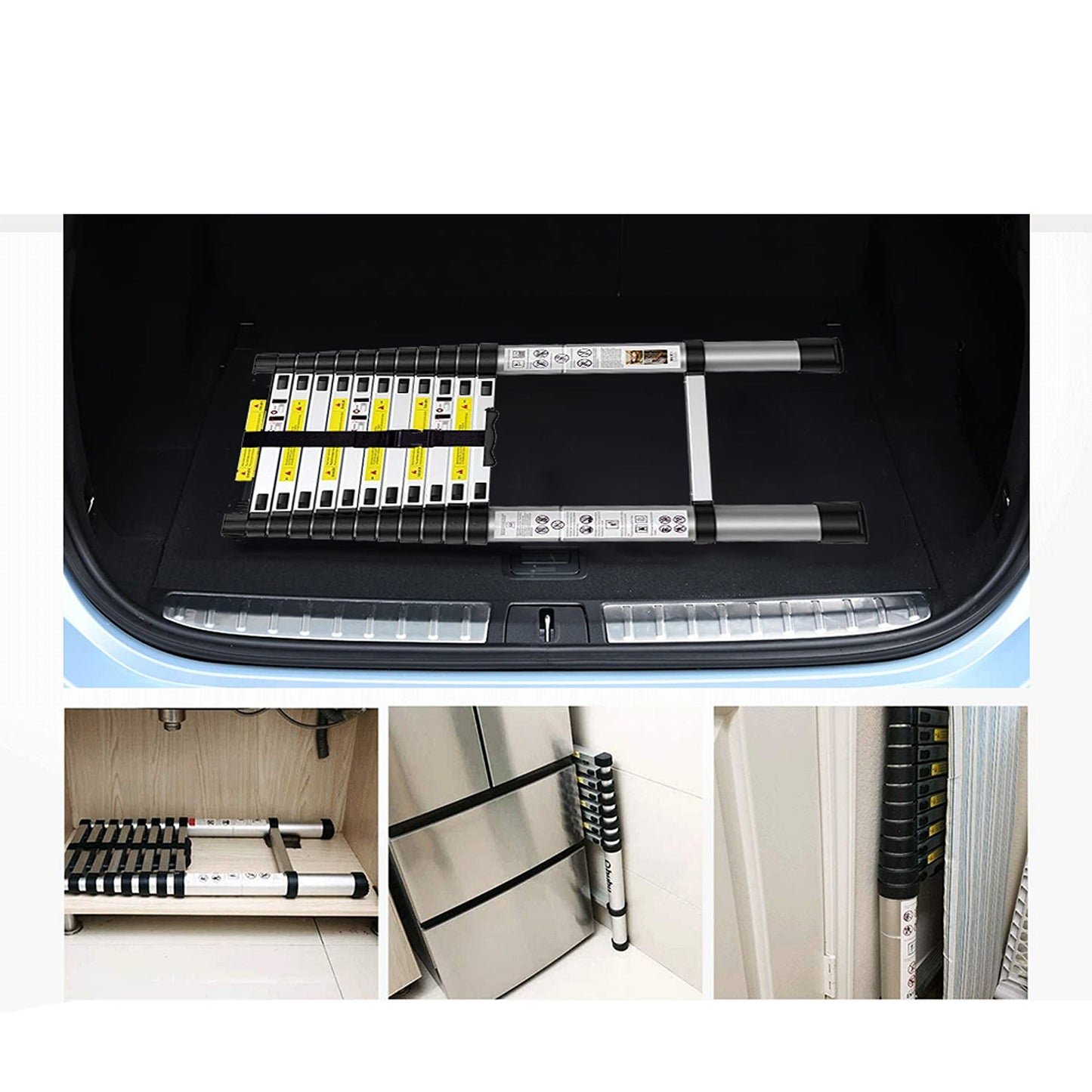 3.8m Retractable Telescopic Ladder with Safe Lock Free Carry Bag Included