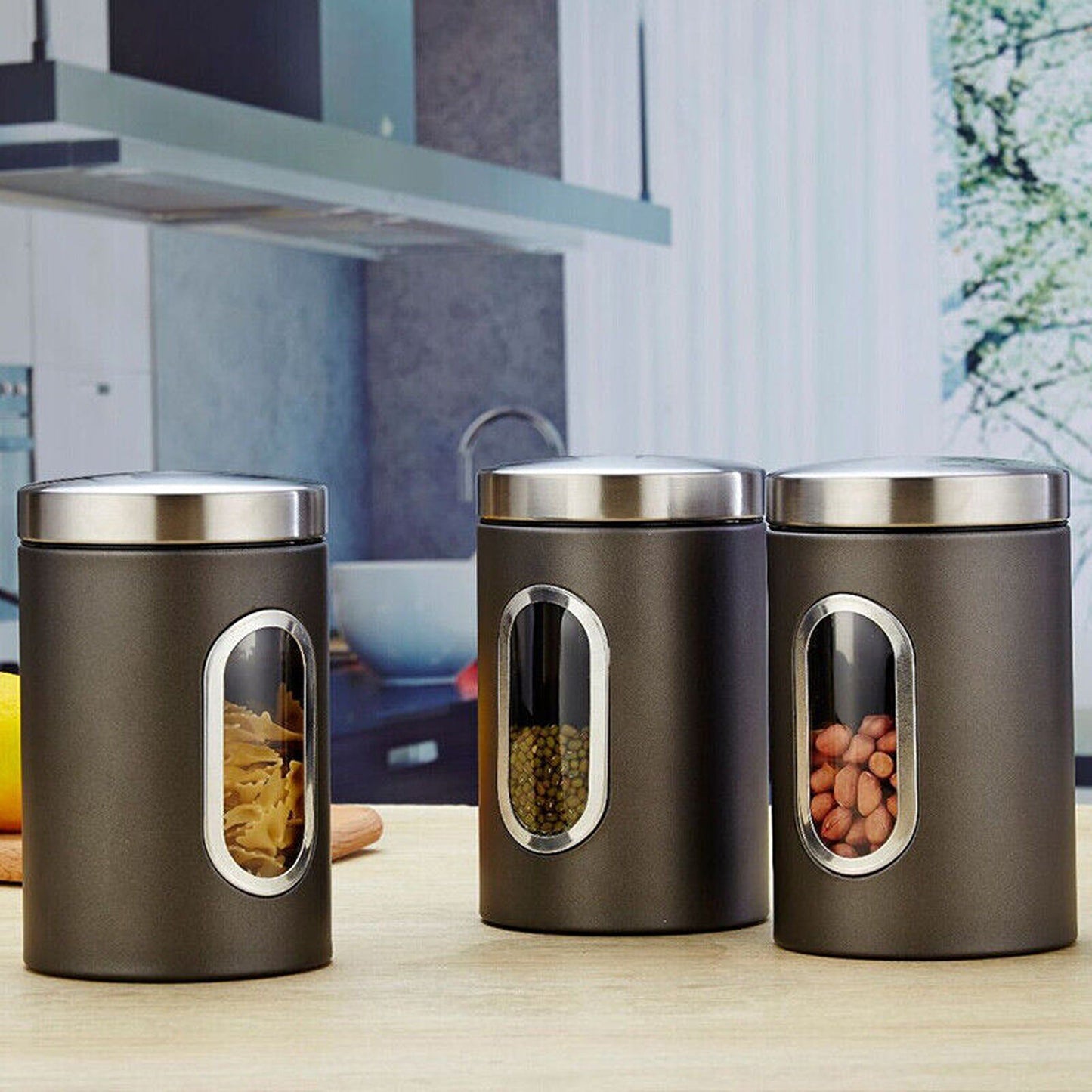 Kitchen Storage Container Tins for Tea Coffee Sugar Pasta Herbs and Biscuits