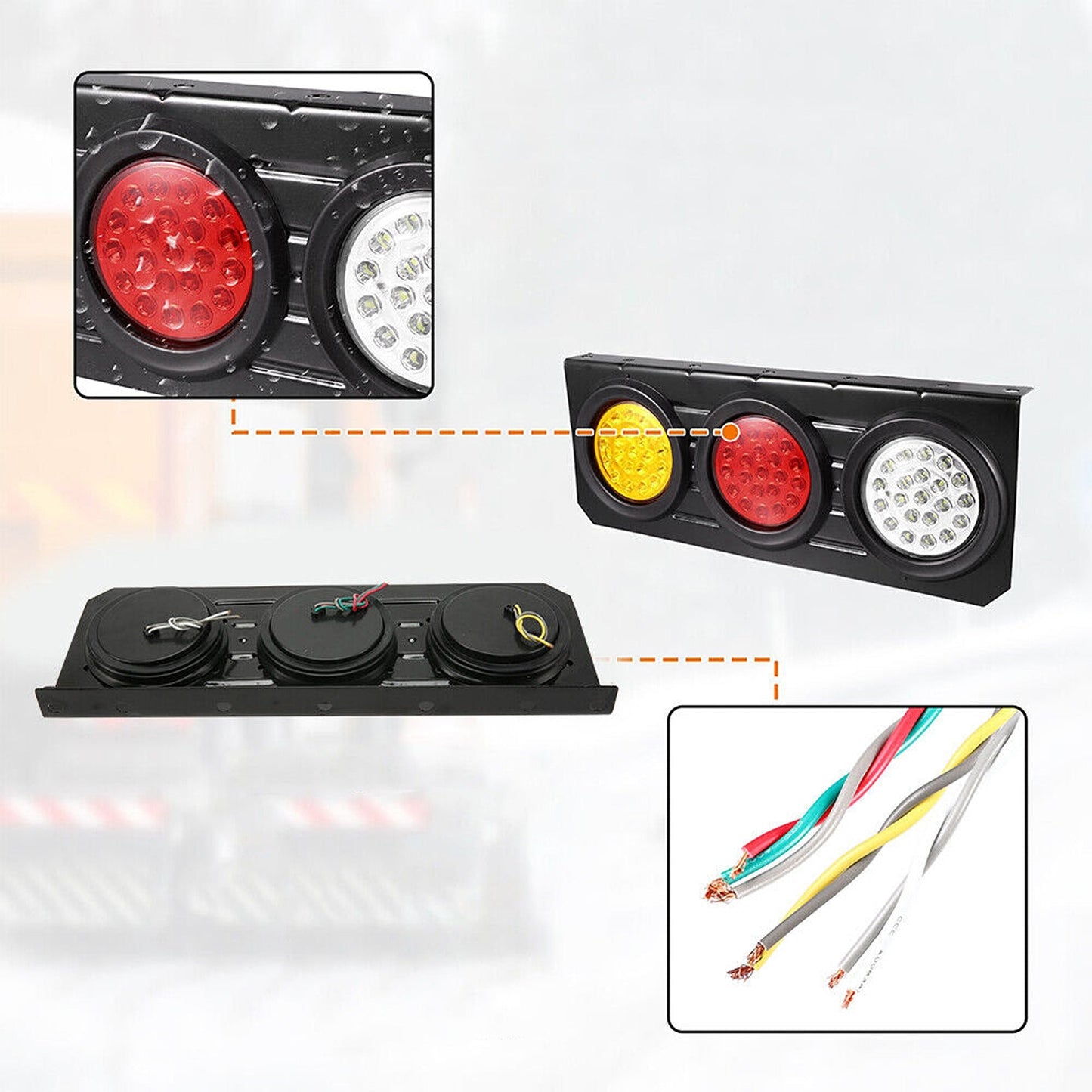 2pcs LED Tail Lights with Stop Indicator for UTE Caravan Truck 63 LEDs 12V