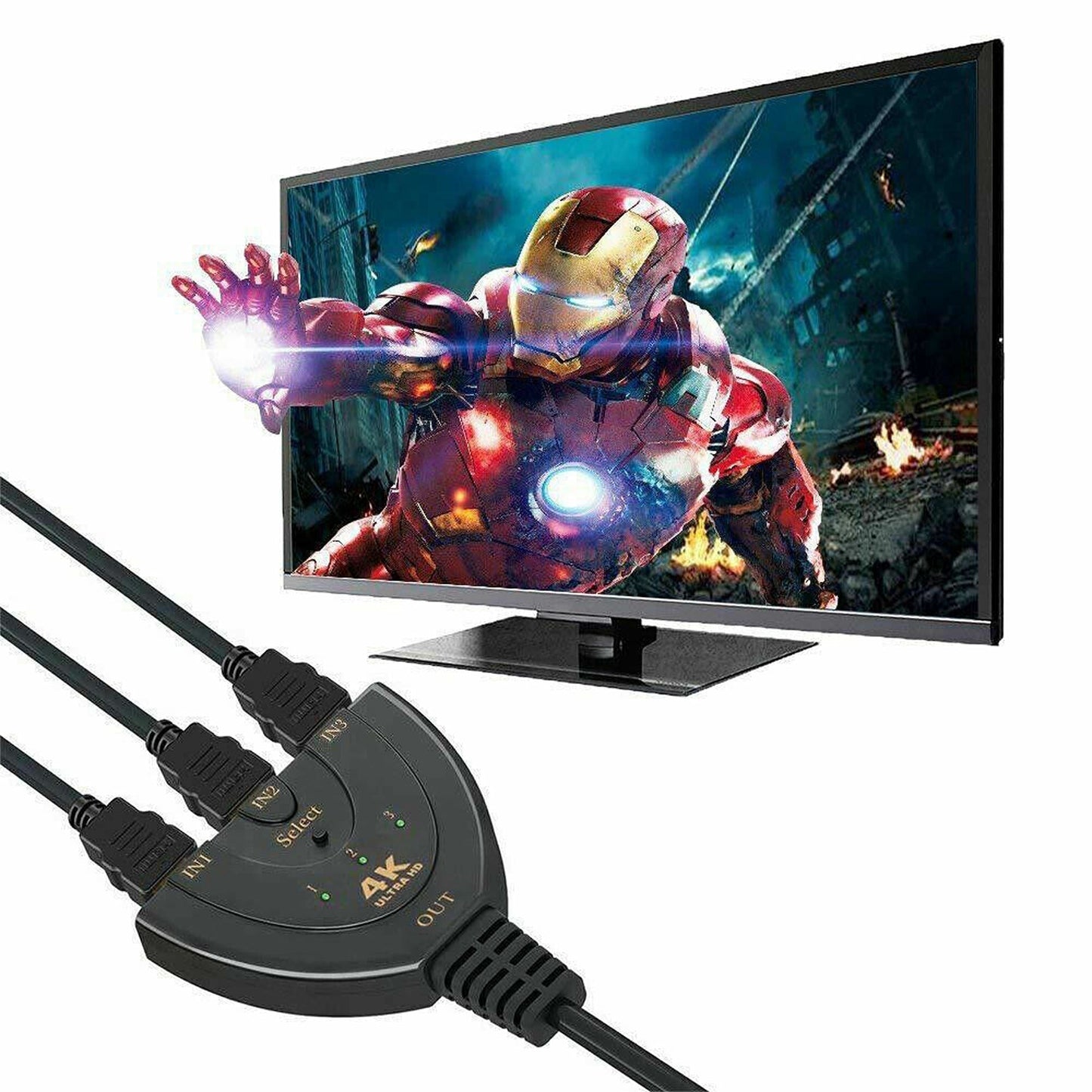 HDMI 4K 3-In-1 Out Switcher Selector Splitter Hub for HDTV 1080p