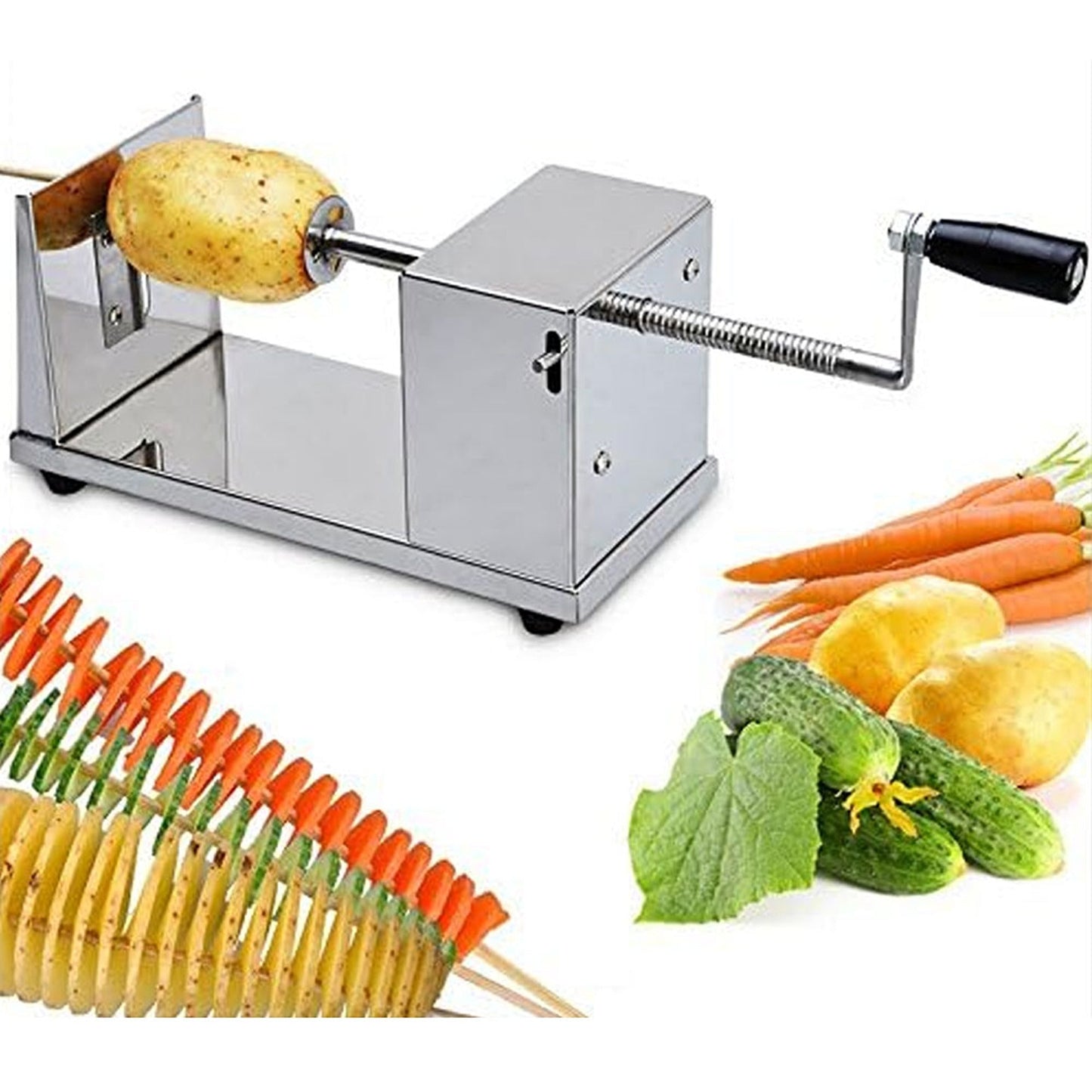 Manual Potato Tornado Slicer with Automatic Spiral Cutting Machine