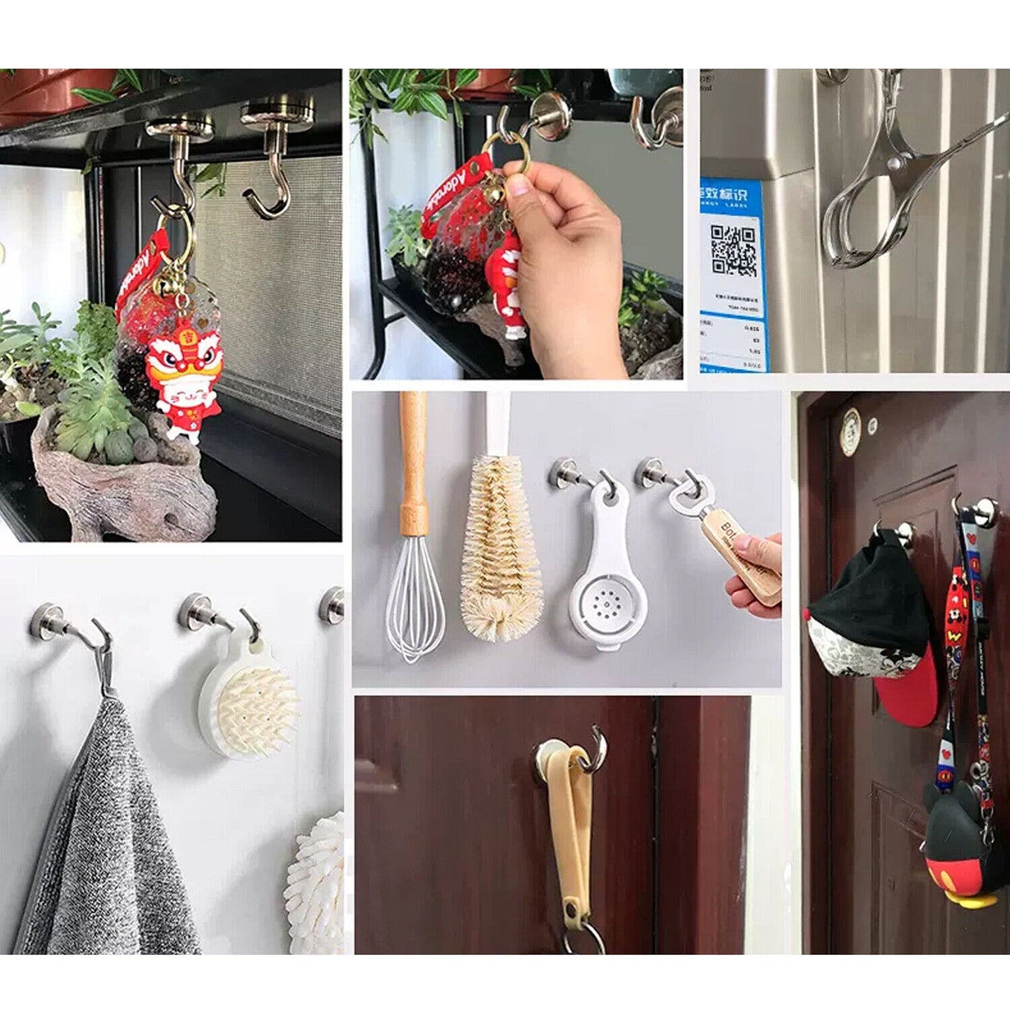 Pack of 6 Strong Rare Earth Neodymium N38 Magnetic Hooks