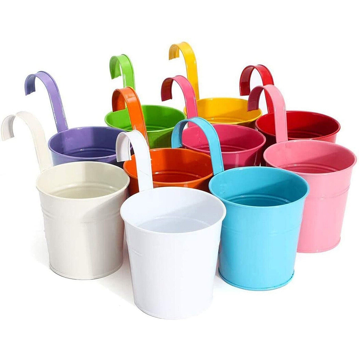 10pcs Iron Hanging Flower Pots with Detachable Hooks for Balcony Garden