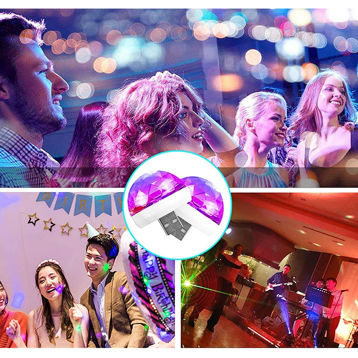 Portable LED Strobe Lamp Mini USB Disco Ball Party Light for DJ Stage